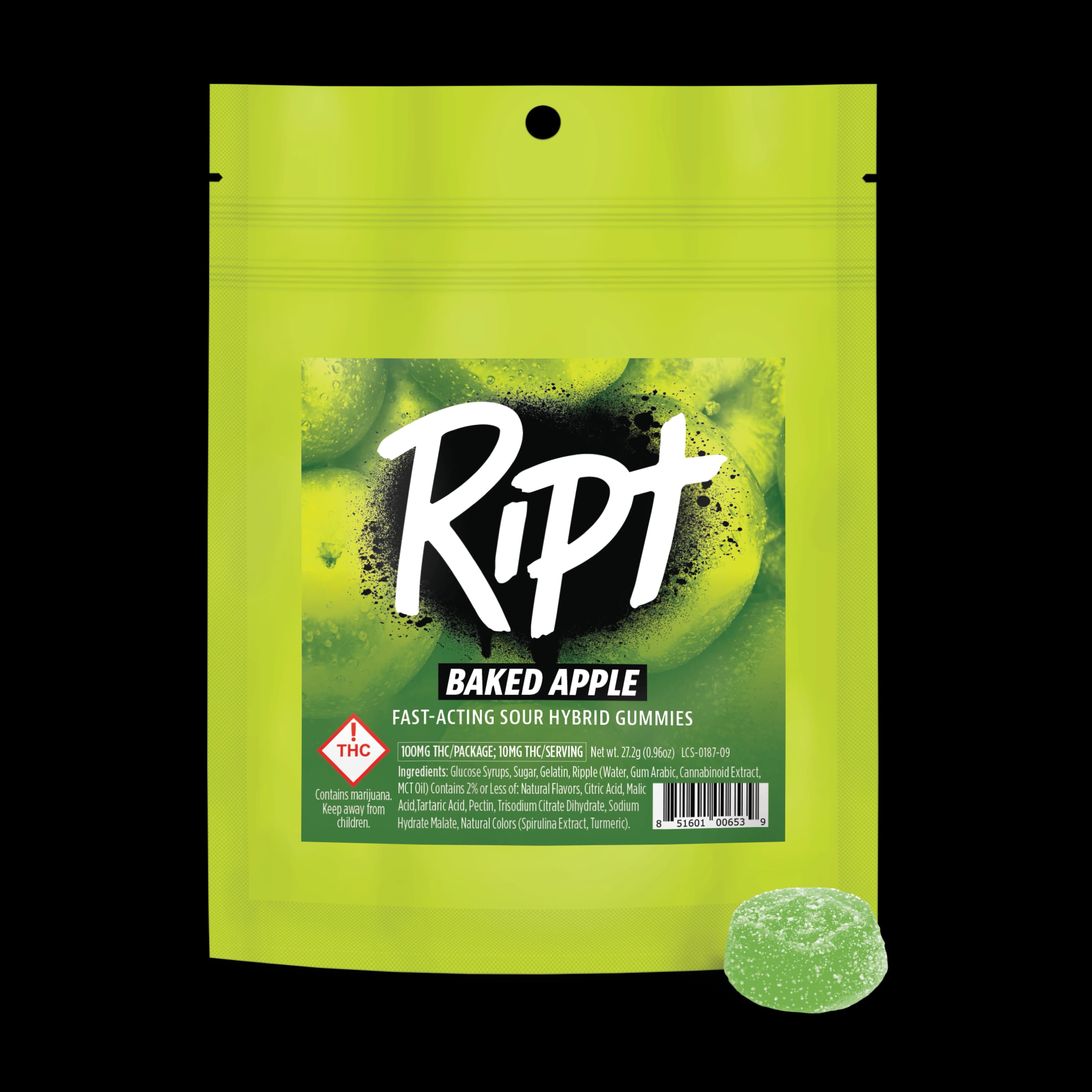 Ript Baked Apple - Sour Hybrid (100mg THC)
