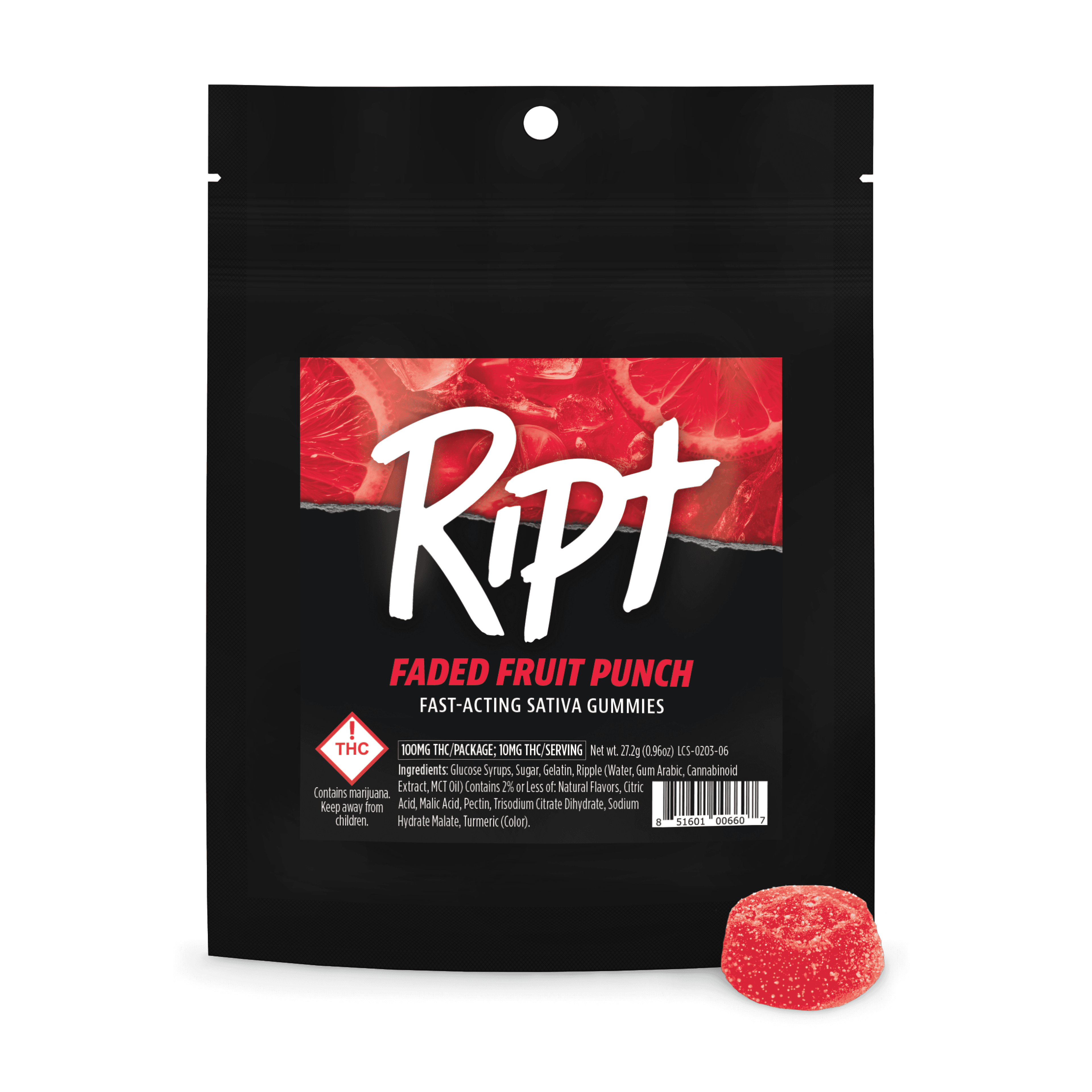 Ript Faded Fruit Punch - Sativa [10pk] (100mg)