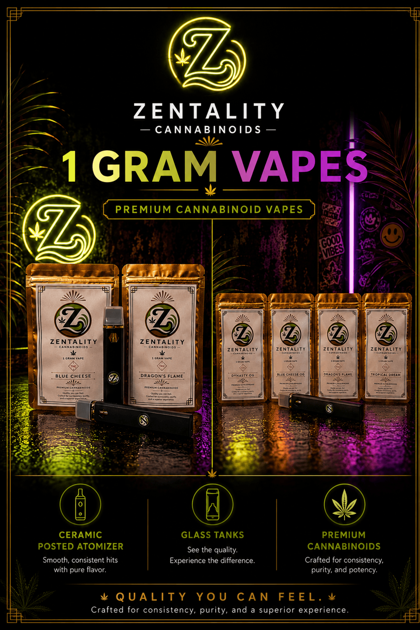 ZENTALITY ZENTALITY DYNASTY OG 1 GRAM AIO DISPOSABLE VAPE INDICA 90.28%