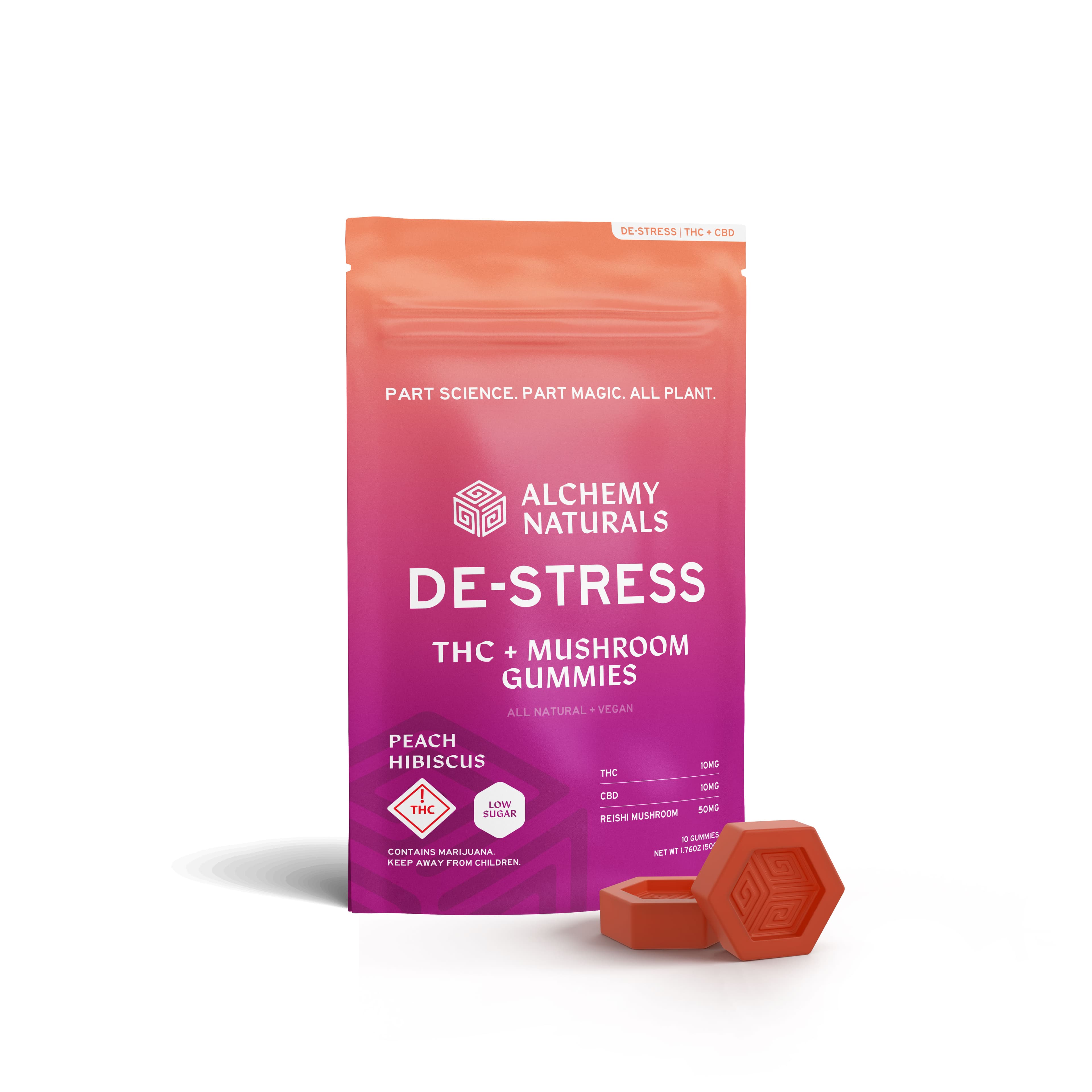 Alchemy Naturals De-Stress - Peach Hibiscus [10pk] (100mg CBD/100mg THC)