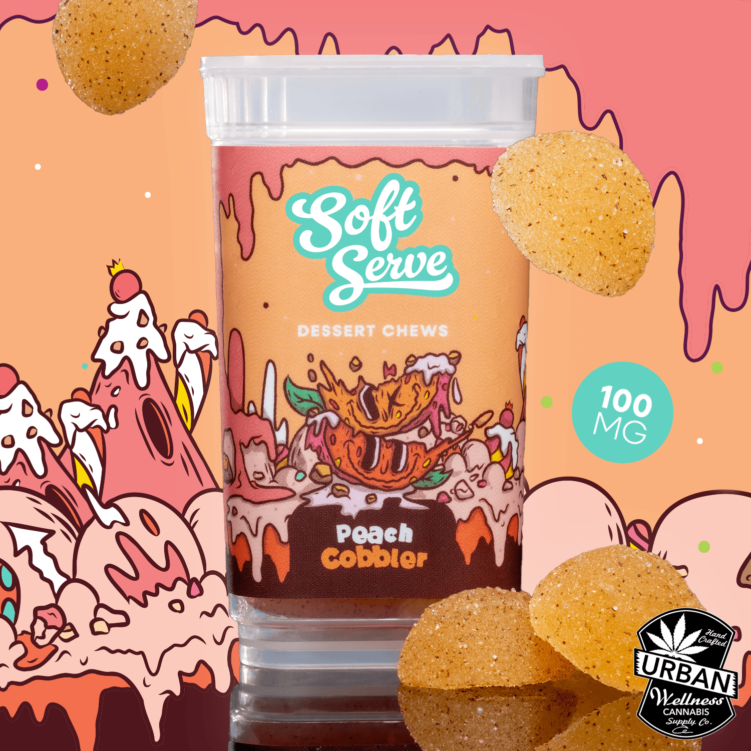 Soft Serve Peach Cobbler [10pk] (100mg)