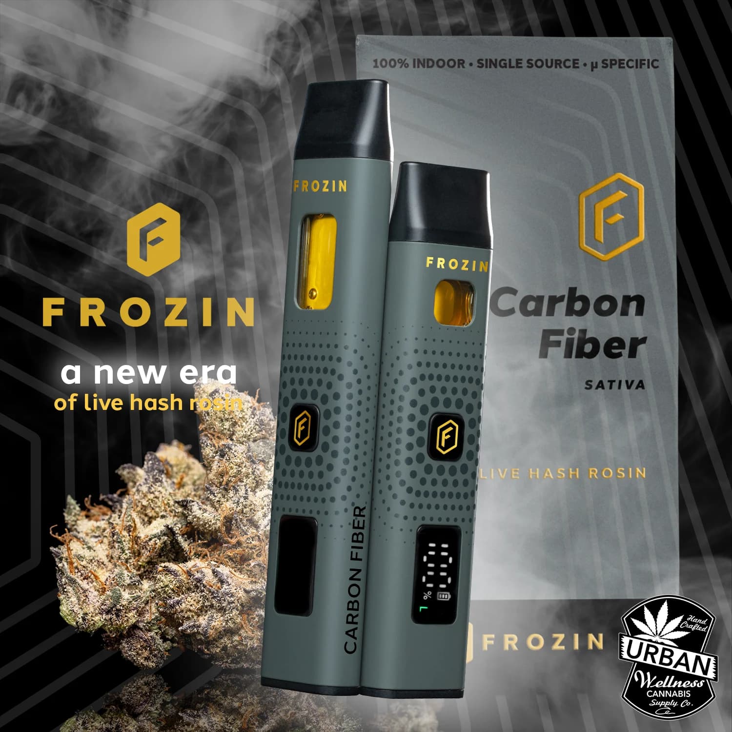 Frozin Carbon Fiber [2000mg] - Live Rosin AIO Cart