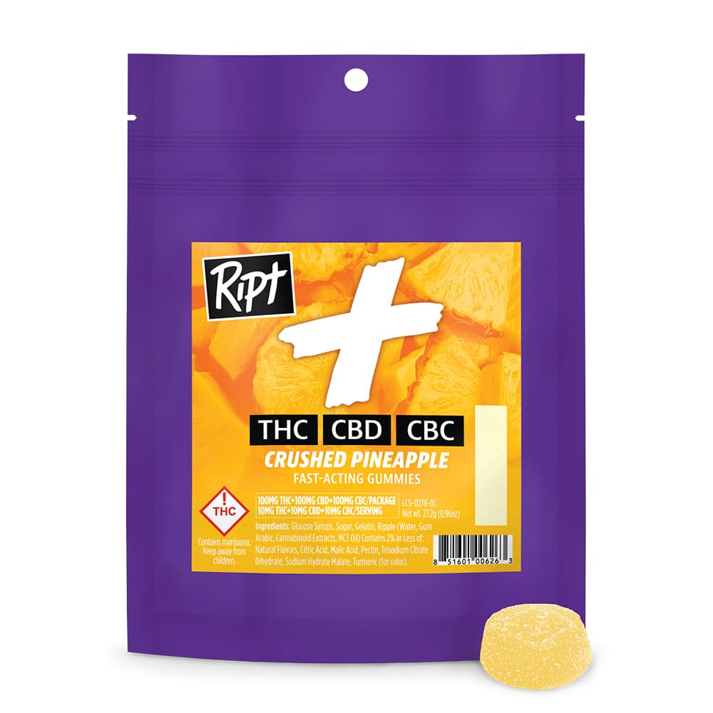 Ript 1:1:1 CBD + CBC - Crushed Pineapple [10pk] (100mg THC/100mg CBD/100mg CBC)