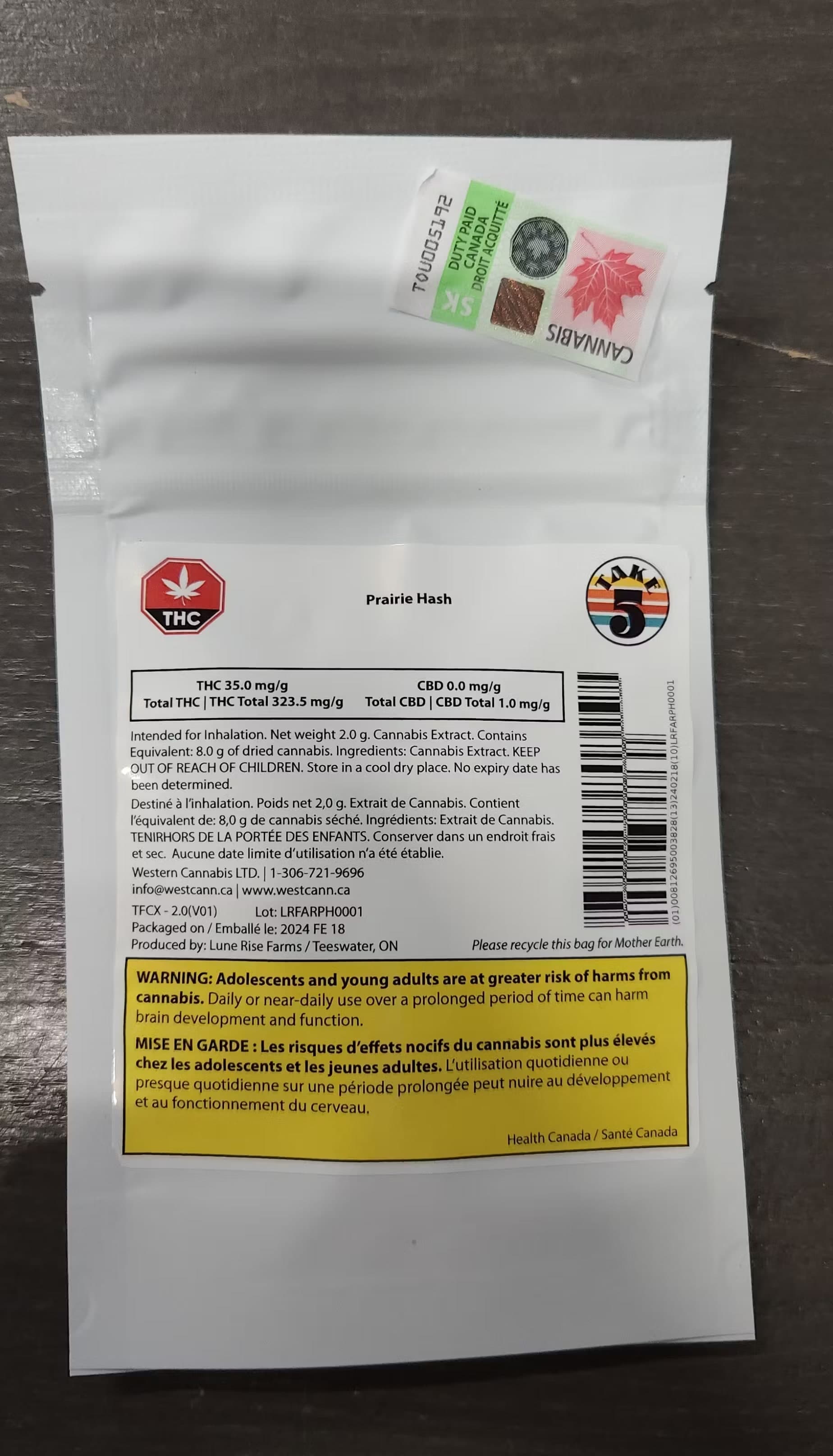 TAKE 5 Take 5 Prairie Hash 1g