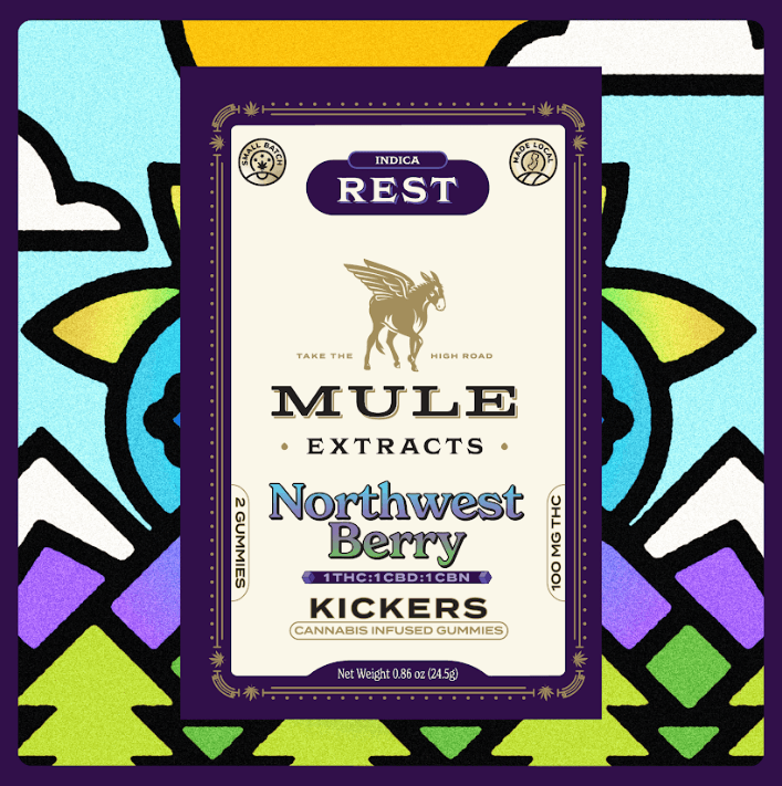 Mule Extracts 100mg 2-Piece | Northwest Berry | 1:1:1 | THC:CBD:CBN