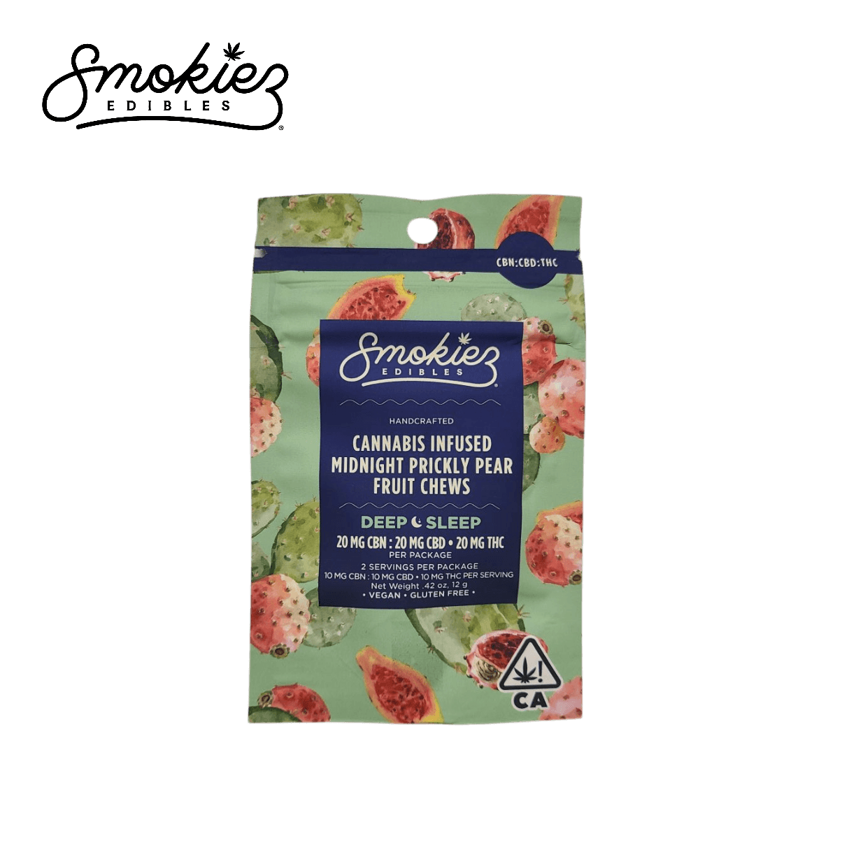 SMOKIEZ MIDNIGHT PRICKLY PEAR 1:1:1 THC:CBD:CBN 20MG 2 PACK FRUIT CHEWS