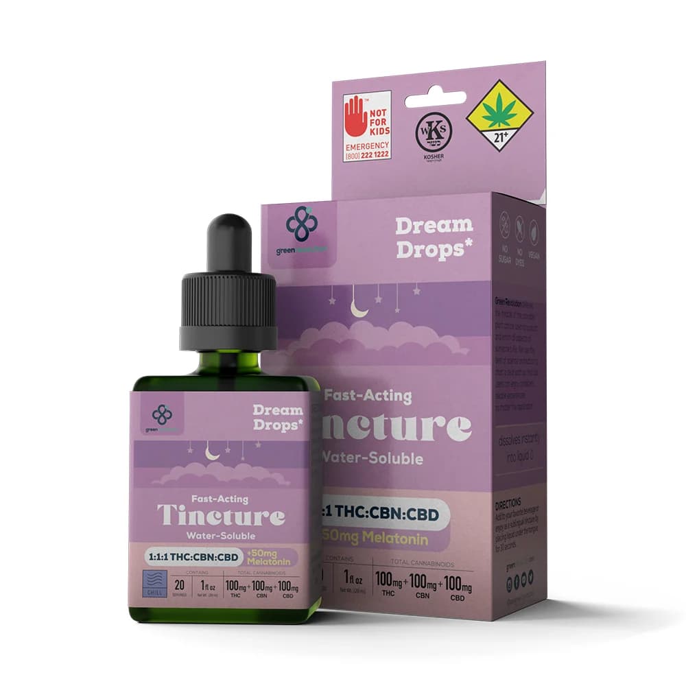 Green Revolution Dream Drops 1:1:1 + Melatonin [1oz] (100mg CBD/100mg THC/100mg CBN/50mg Melatonin)