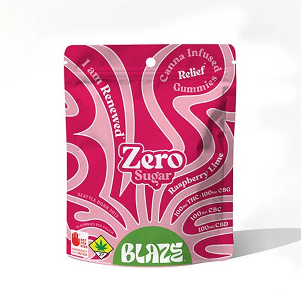Blaze Raspberry Lime [10pk] (100mg CBD/100mg THC/100mg CBG/100mg CBC)