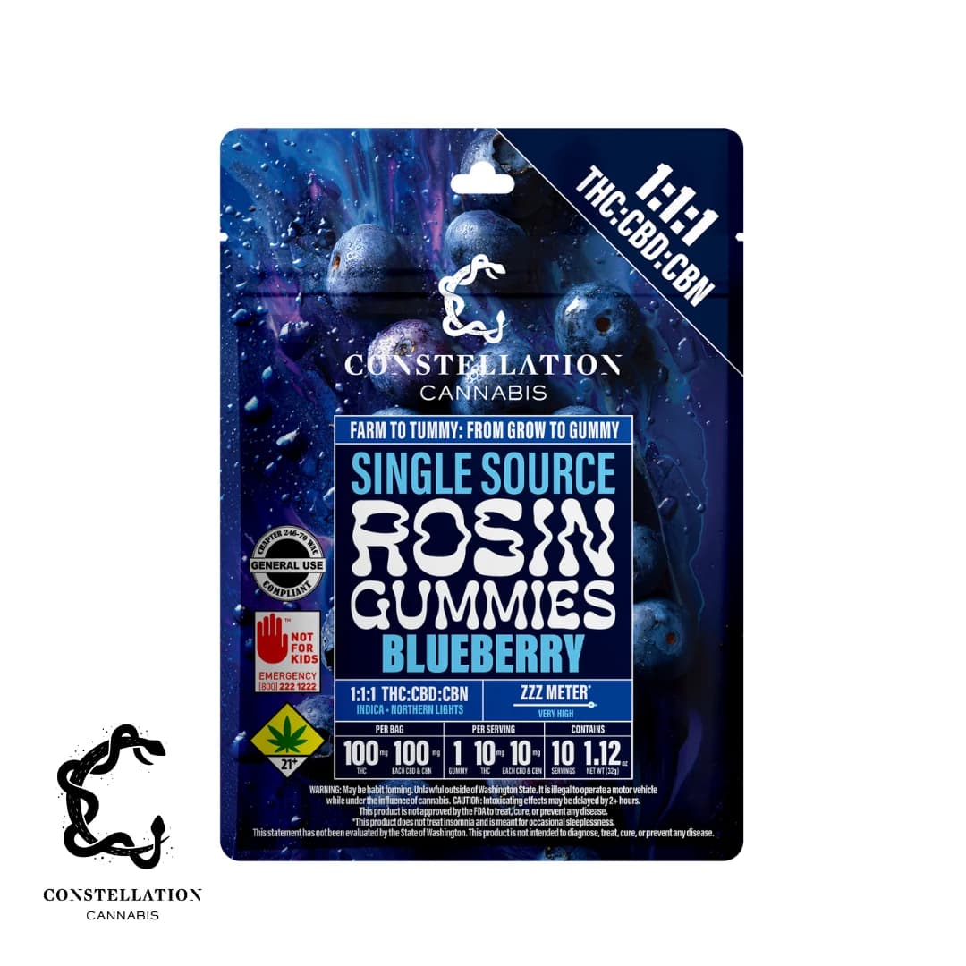 Constellation Cannabis 1:1:1 CBN Blueberry [10pk] (100mg THC/100mg CBD/100mg CBN)