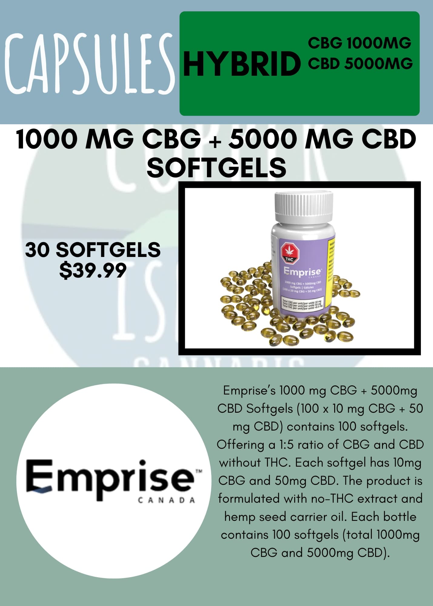 Emprise Canada 1000 MG CBN + 5000MG CBD Softgels - 100pk Concentrates