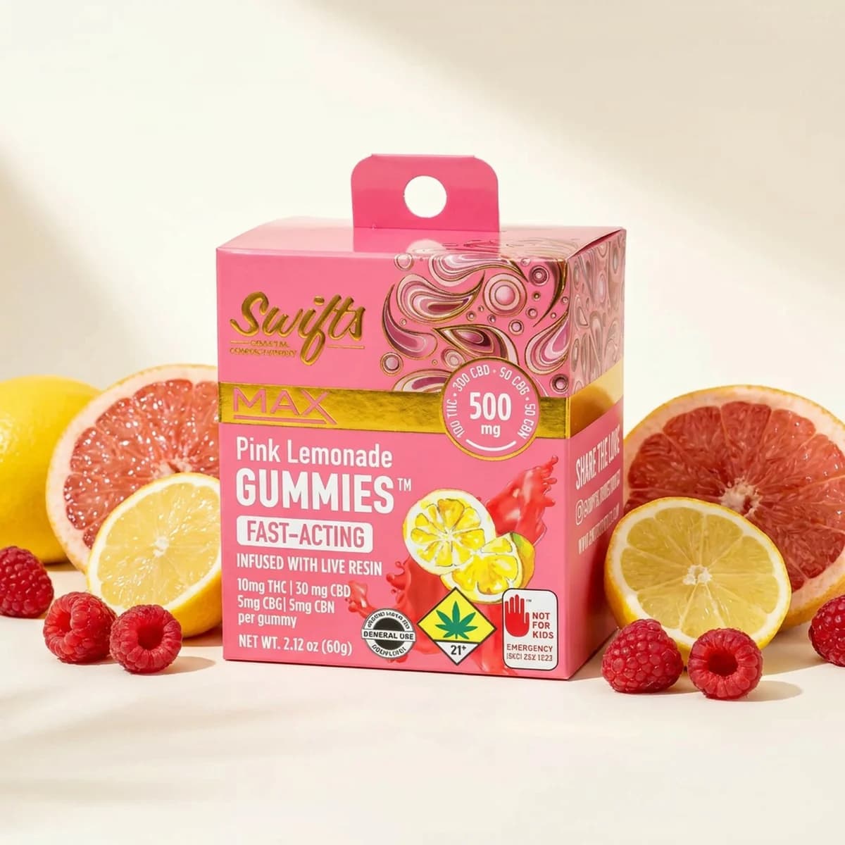 Swifts Pink Lemonade [1pk] (30mg CBD/10mg THC/5mg CBN/5mg CBG)