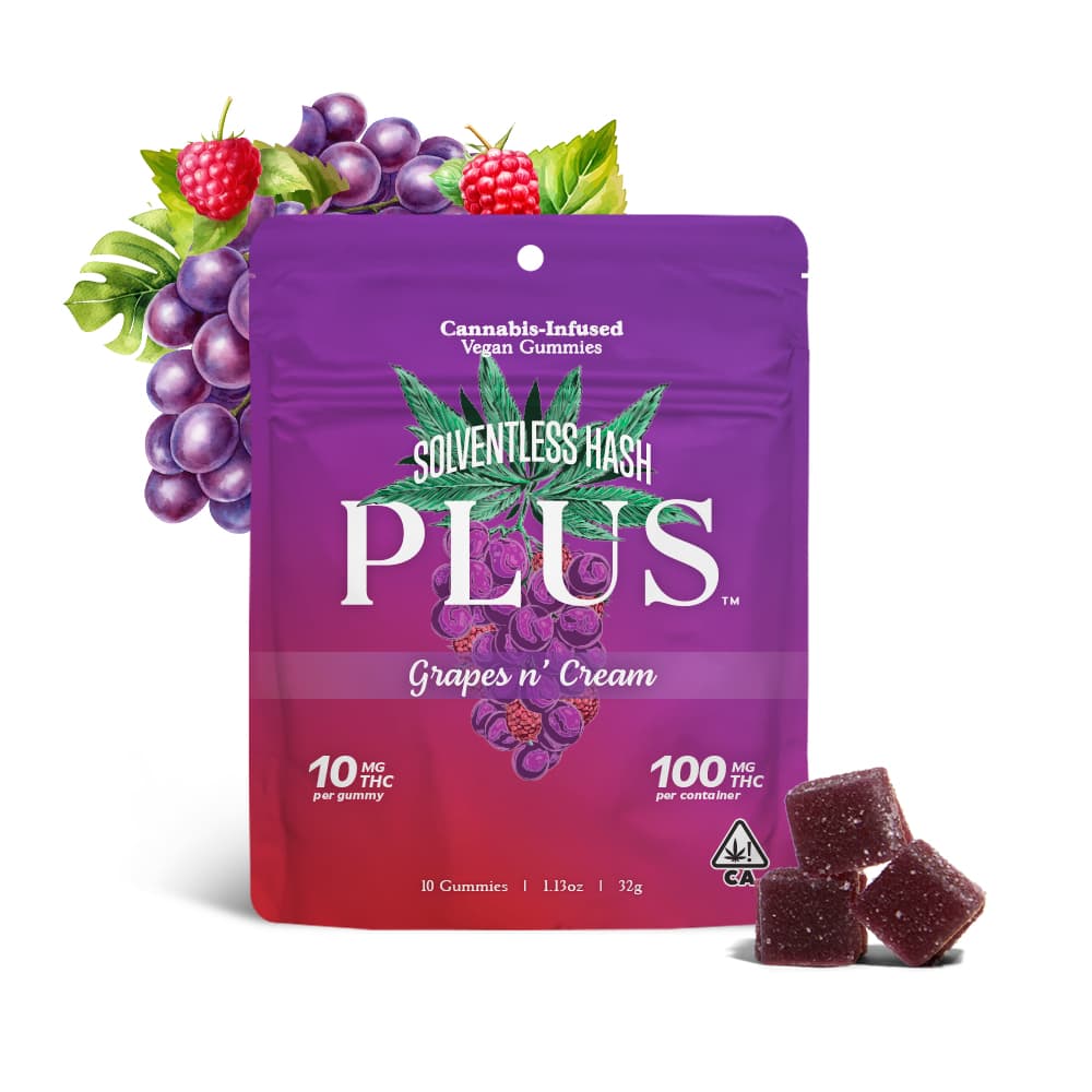 PLUS Grapes n' Cream Indica Solventless [10pk] (100mg THC)