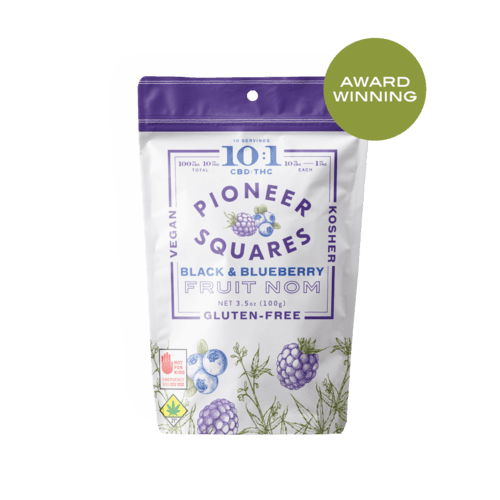 Pioneer Squares 10:1 Gummies Black & Blueberry [10pk] (100mg CBD/10mg THC)