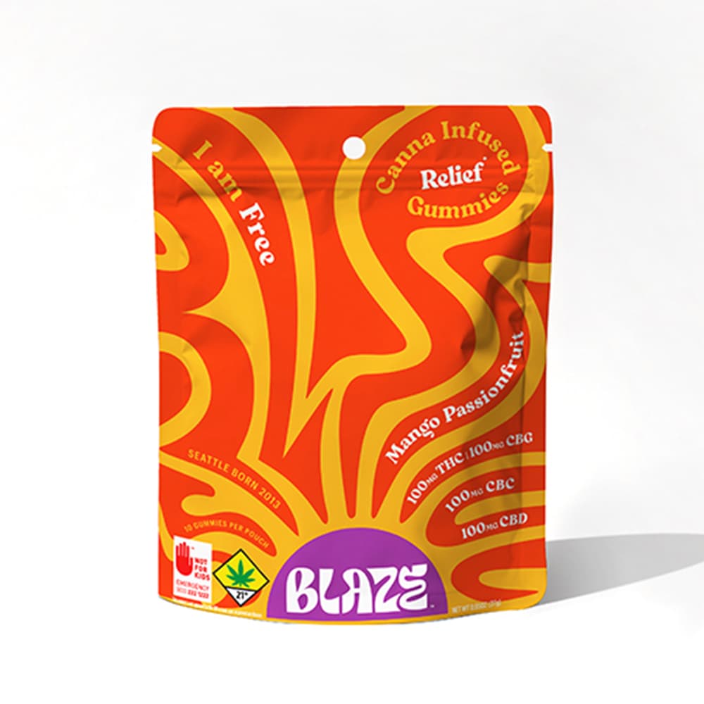 Blaze 1:1:1:1 Mango Passionfruit [10pk] (100mg CBD/100mg THC/100mg CBG/100mg CBC)