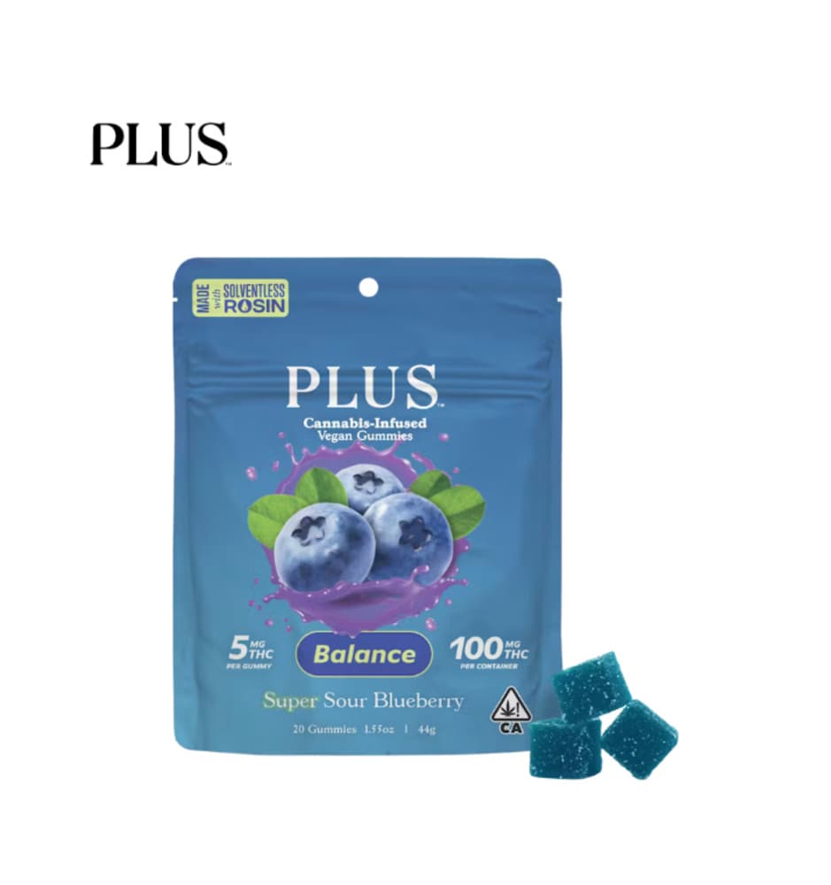 PLUS Super Sour Blueberry [Solventless Rosin 20pk] (100mg)