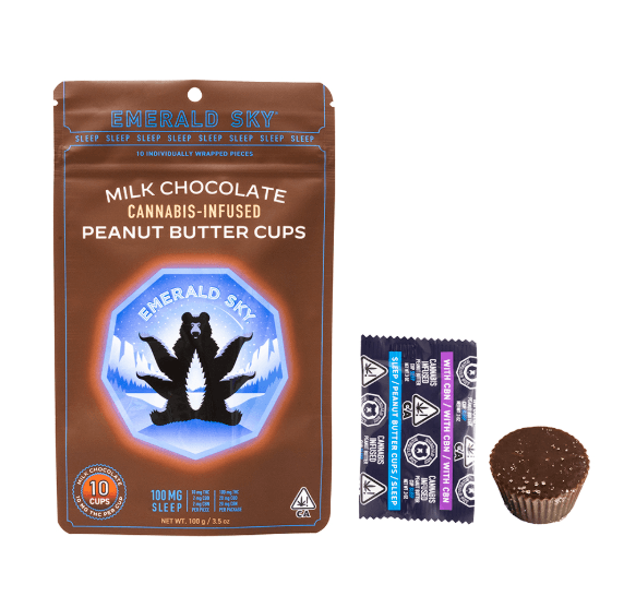 EMERALD SKY 10:2:2 CBN MILK CHOCOLATE PEANUT BUTTER CUPS 10 PACK 100MG