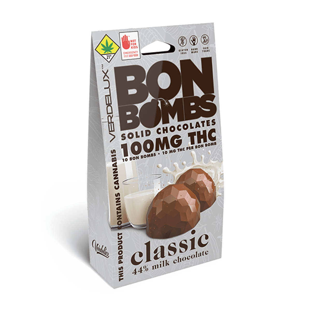 Verdelux Chocolates BON BOMBS Classic Milk (DOHC) Edibles - 10pk 100mg THC