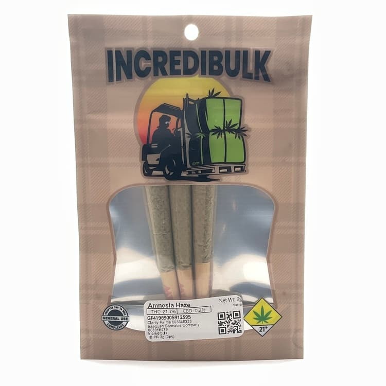 Incredibulk IncrediBulk: Pre-roll 3-Pack, Amnesia Haze 3g