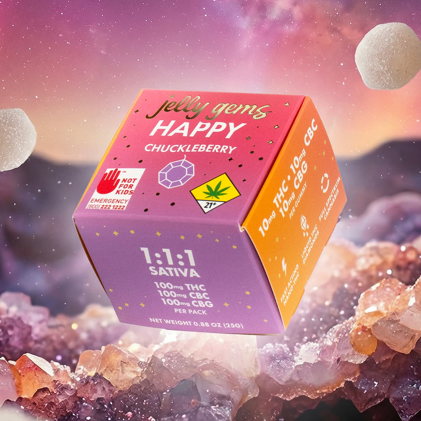 Jelly Gems 1:1:1 Chuckleberry [10pk] (100mg THC/100mg CBC/100mg CBG)