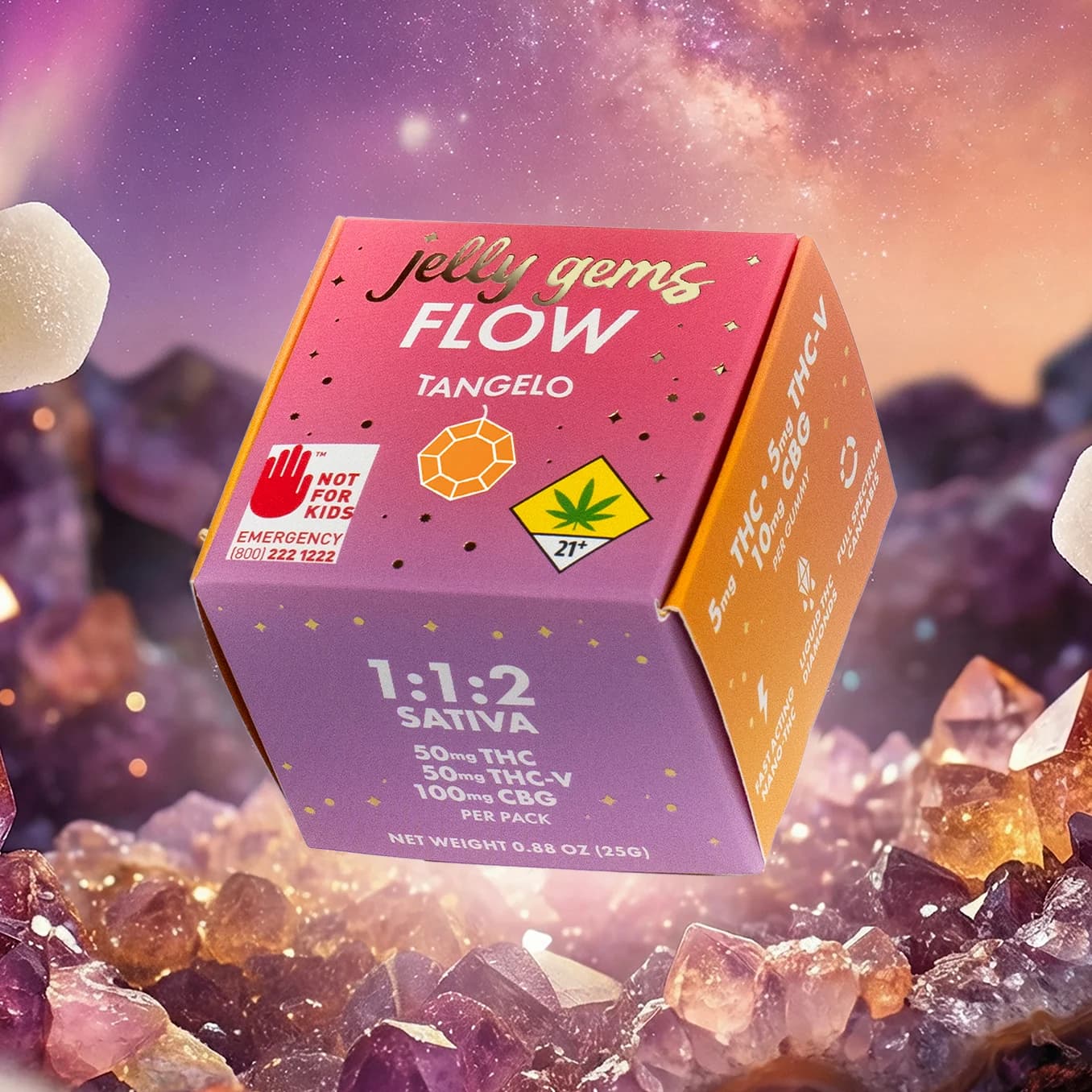 Jelly Gems 1:1:2 Tangelo [10pk] (50mg THC/50mg THC-V/100mg CBG)
