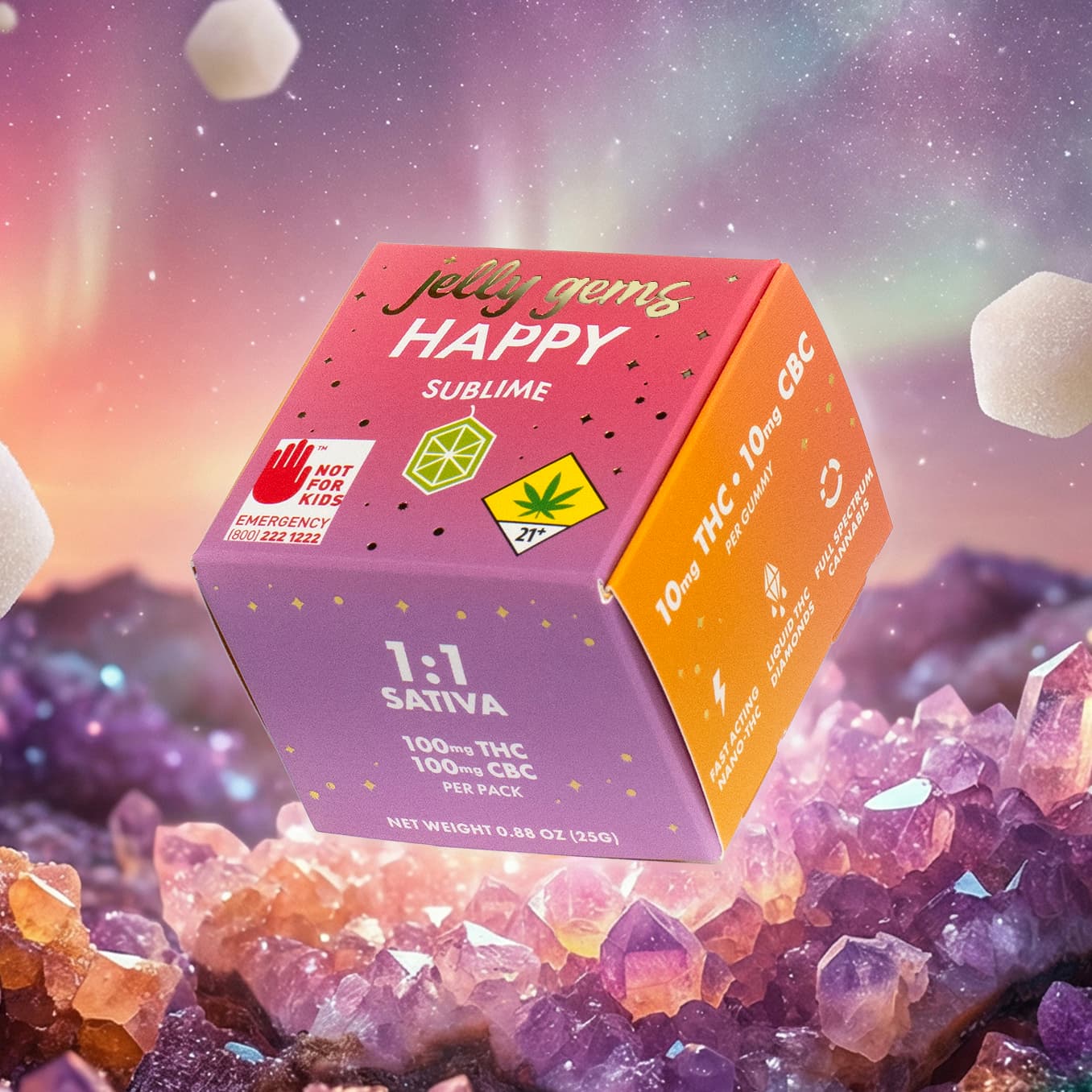 Jelly Gems 1:1 Sublime [10pk] (100mg THC/100mg CBC)