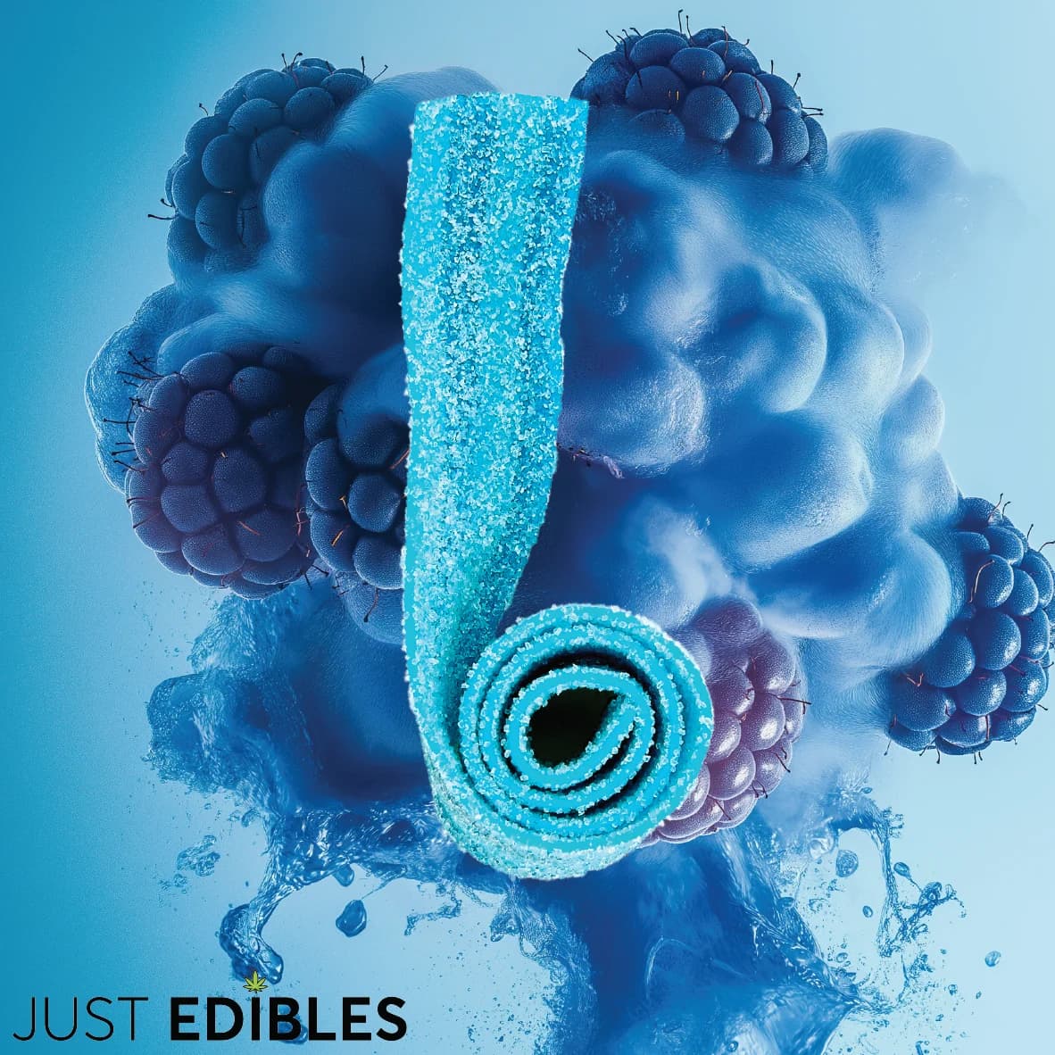 Just Edibles Blue Raspberry Long Belt – (10 Servings | 100mg THC Total)