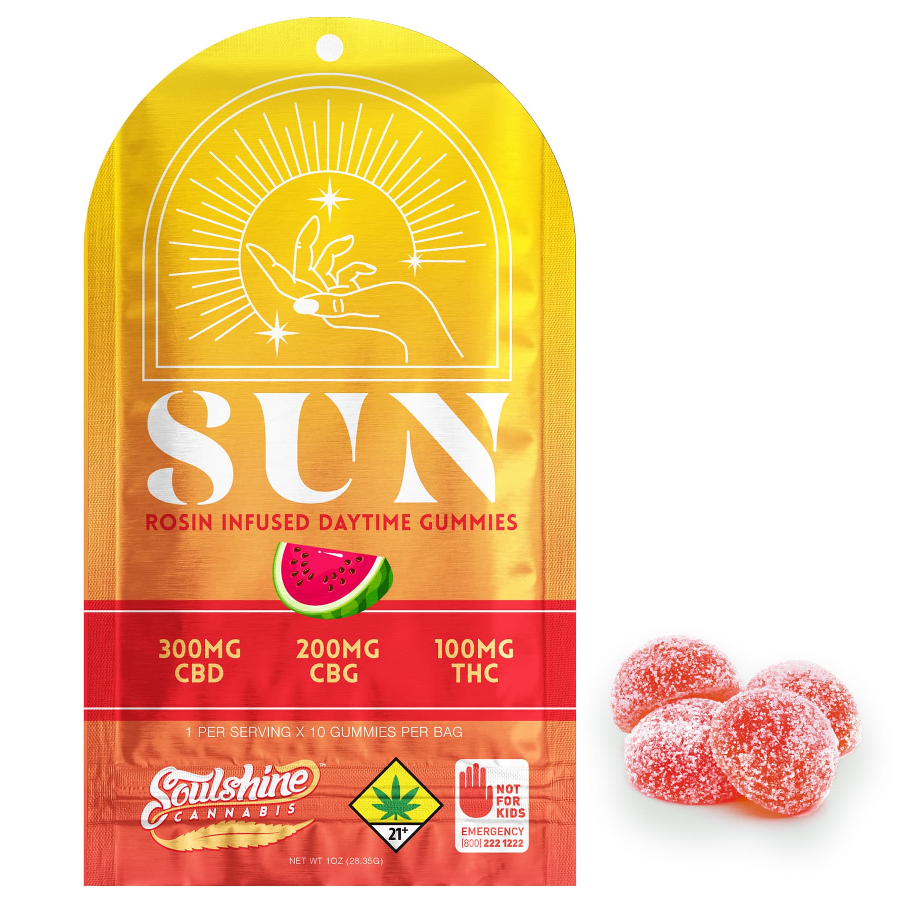 Soulshine 3:2:1 Pineapple Sun [10pk] (300mg CBD/200mg CBG/100mg THC)