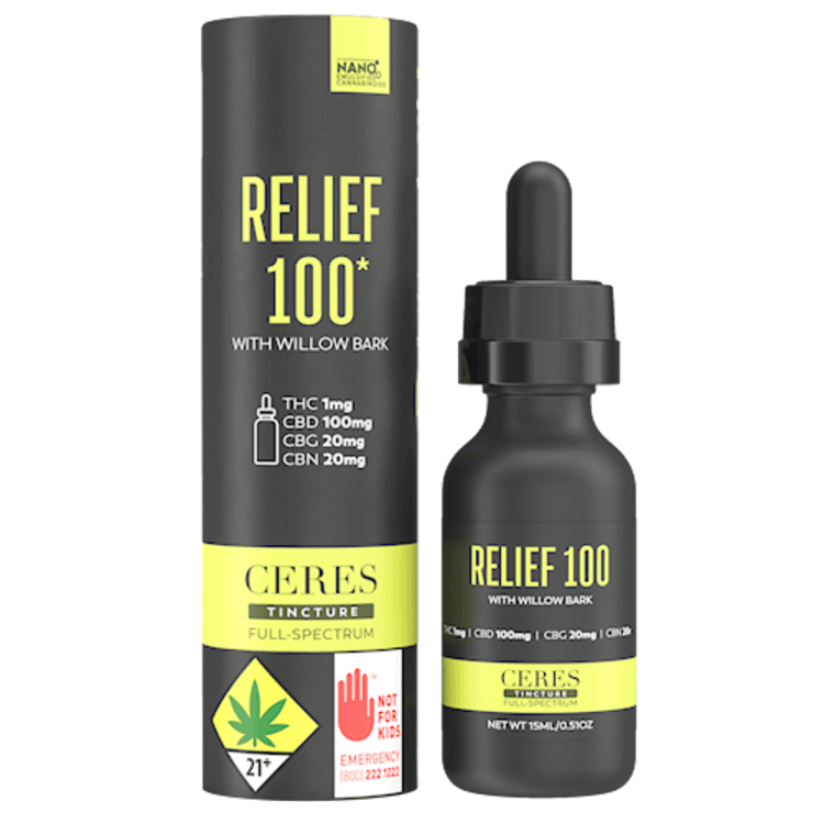Ceres Relief 100 [15ml] (1mg THC/100mg CBD/20mg CBG/20mg CBN) Tinctures