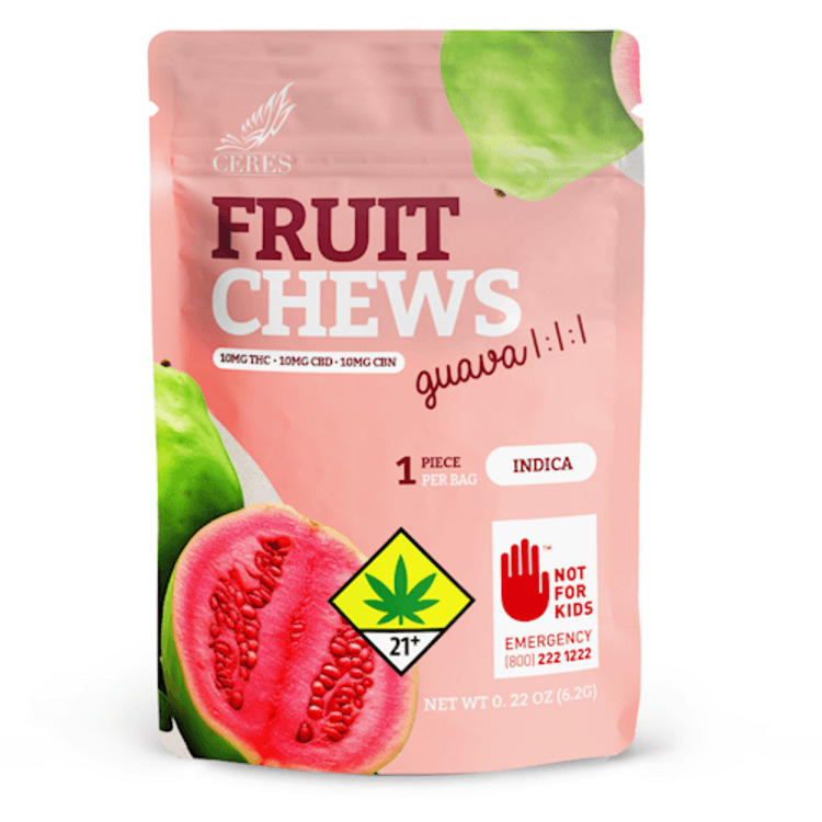 Ceres 10mg 1:1:1 Indica Guava Fruit Chew Ceres