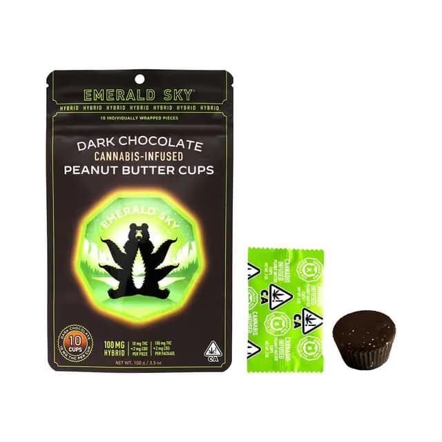 EMERALD SKY PEANUT BUTTER CUPS 10PK [100MG] SATIVA DARK CHOCOLATE - 100 MG - 10 PACK