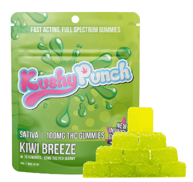Kushy Punch KUSHY PUNCH Gummies 100mg Fast Acting: Kiwi Breeze 10pc