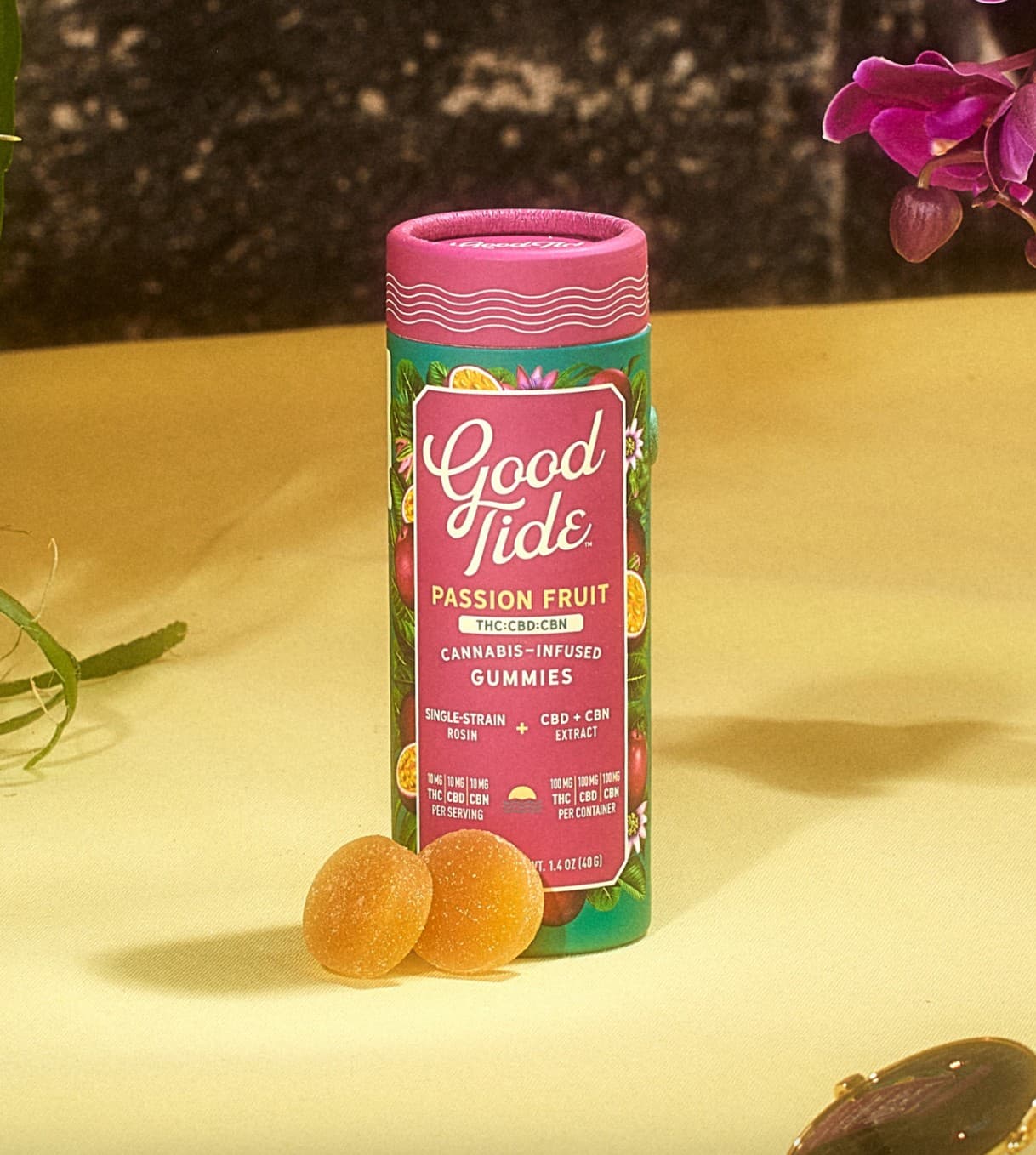 Good Tide Passion Fruit 1:1:1 THC:CBD:CBN Indica Gummies - 100mg - 10ct