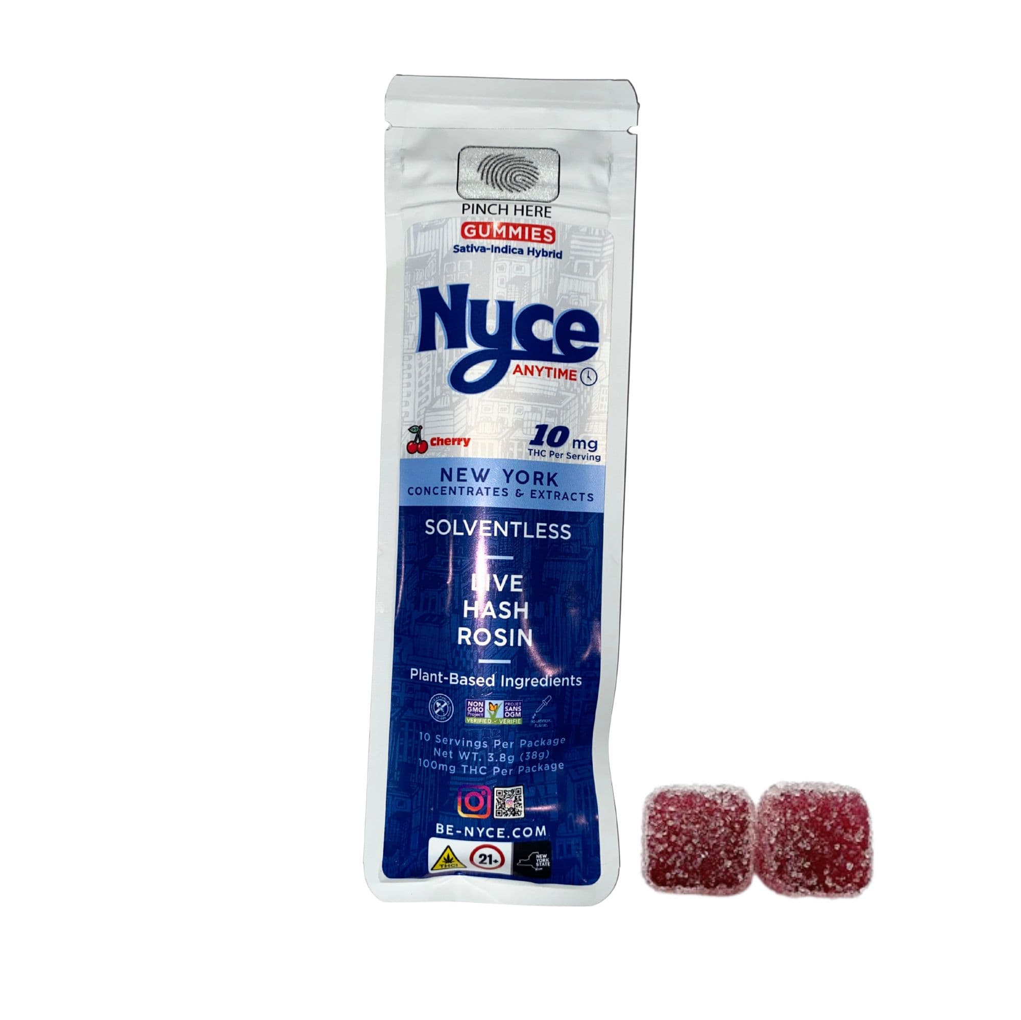 NYCE NYCE Cherry 10pk 10mg Solventless Live Hash Rosin Gummies