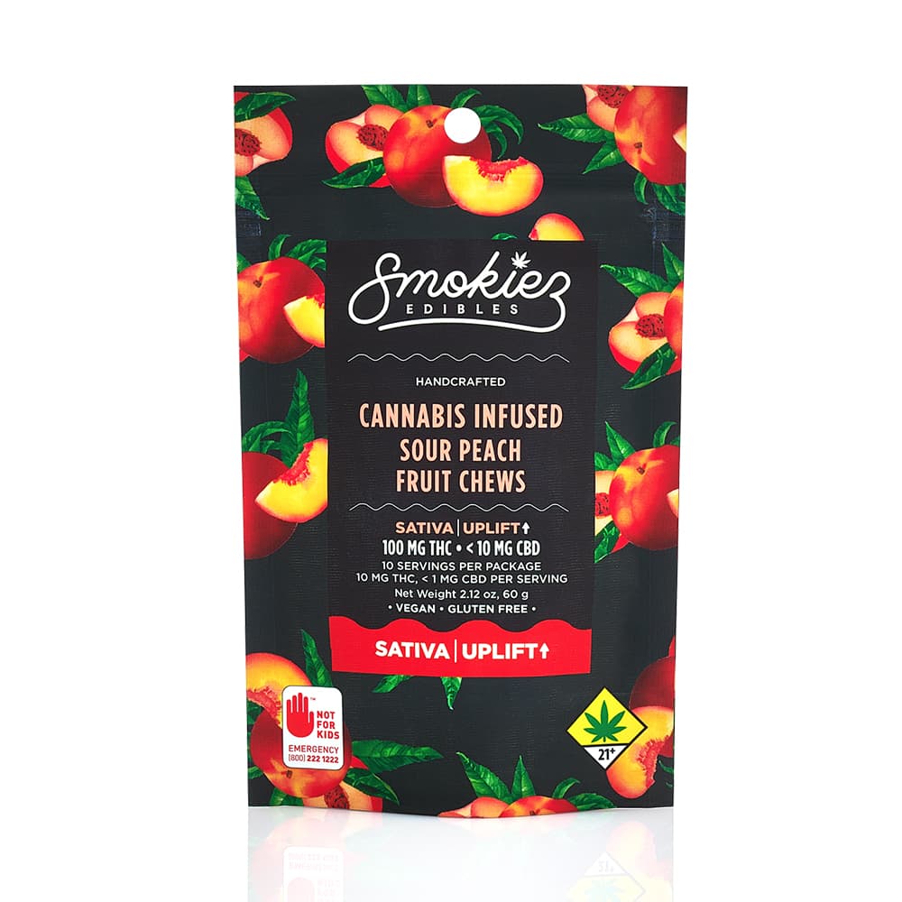 Smokiez Edibles Sour Peach Sativa Gummies 10pc | 100mg