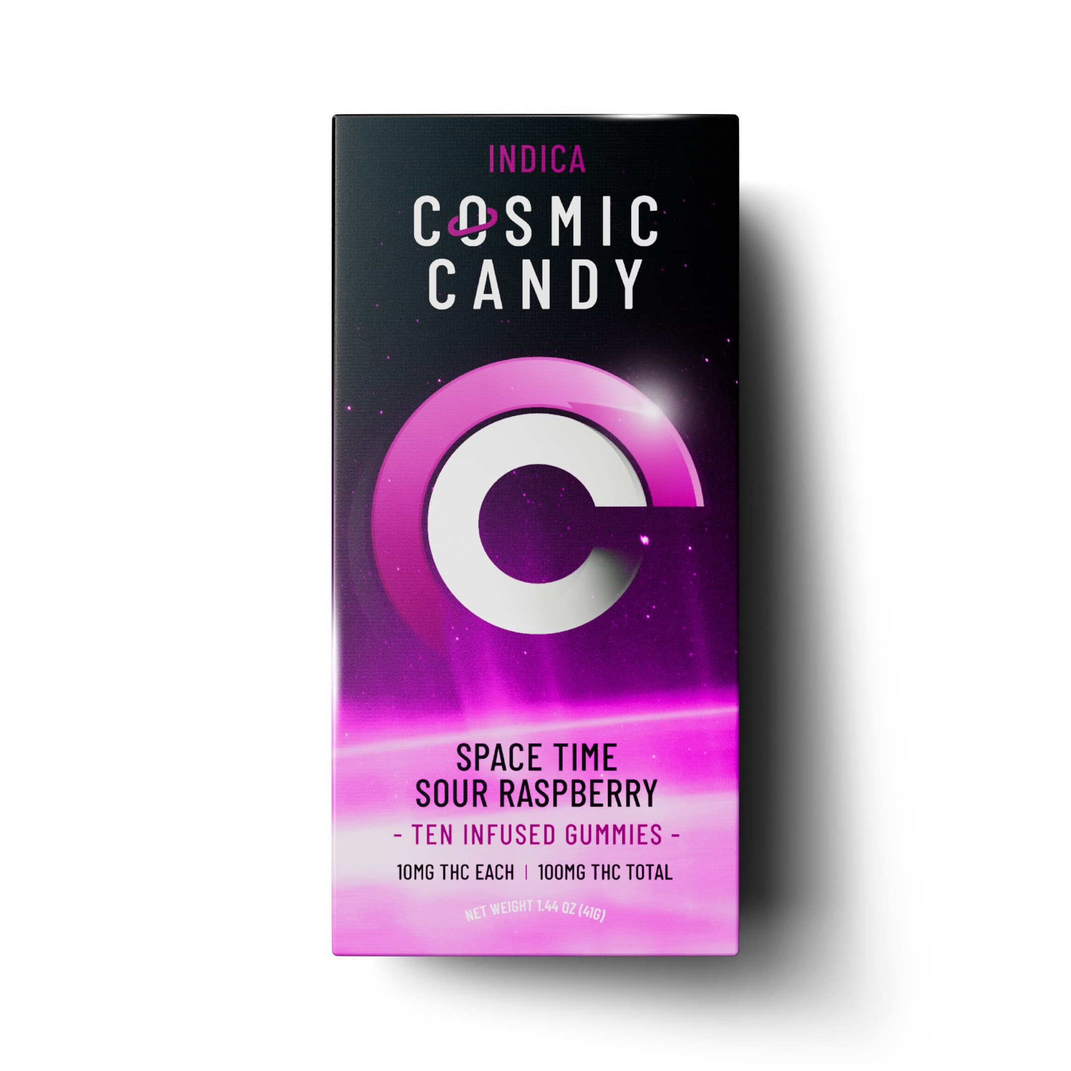 Cosmic Candy Space Time Sour Raspberry Gummies Indica 100mg Cosmic Candy