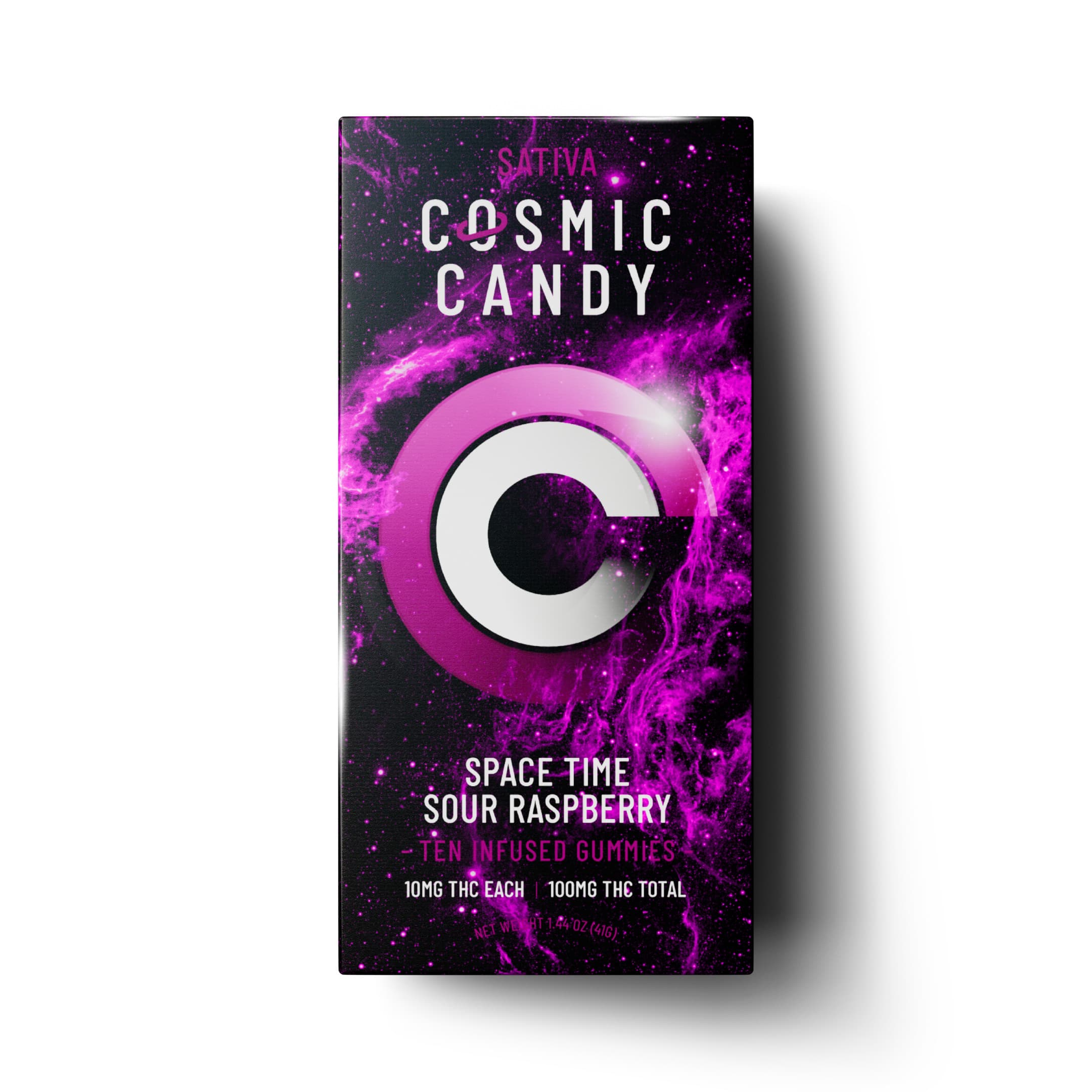 Cosmic Candy Space Time Sour Raspberry Gummies Sativa 100mg Cosmic Candy