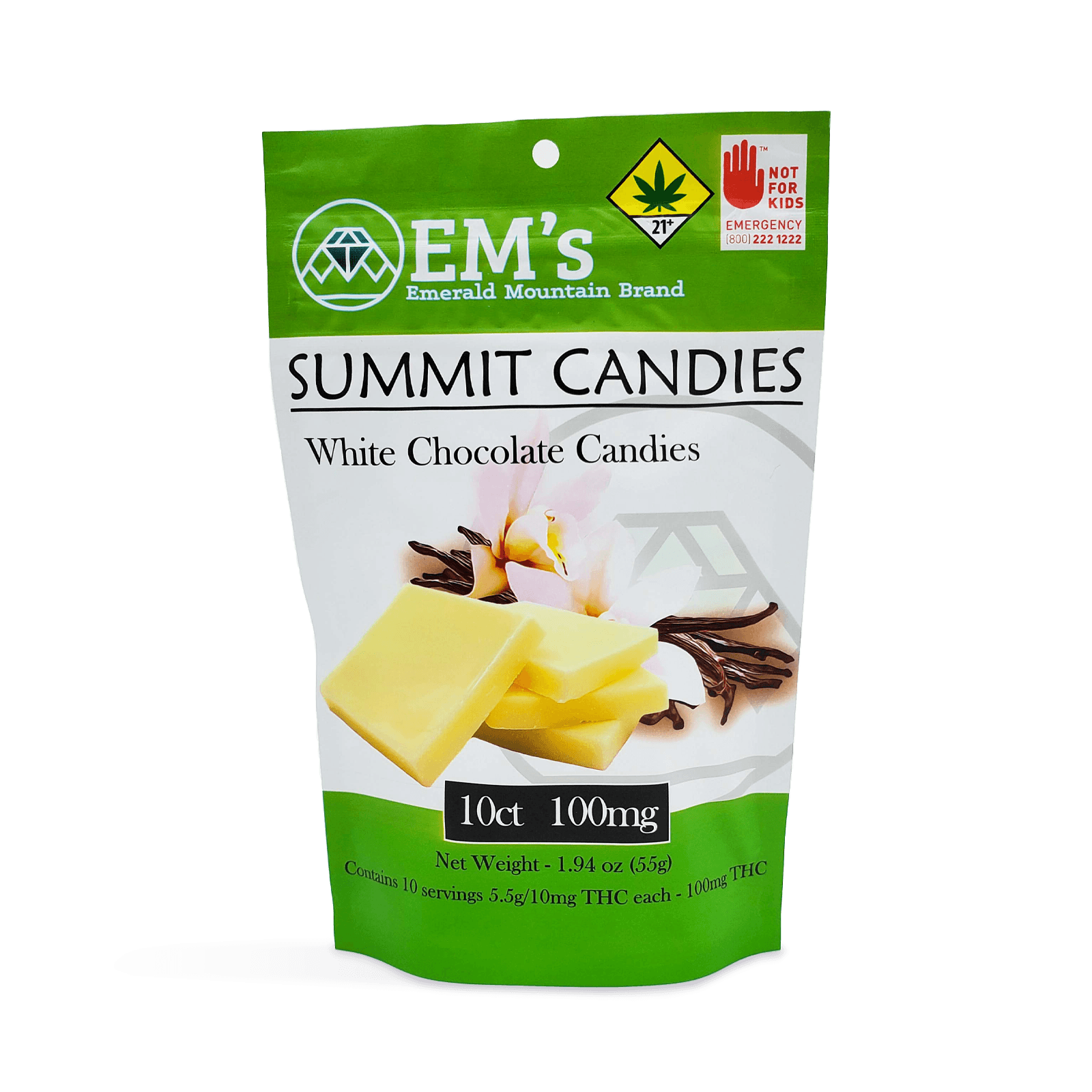 Emerald Mountain EMERALD MOUNTAIN EDIBLE WHITE CHOCOLATE 100MG