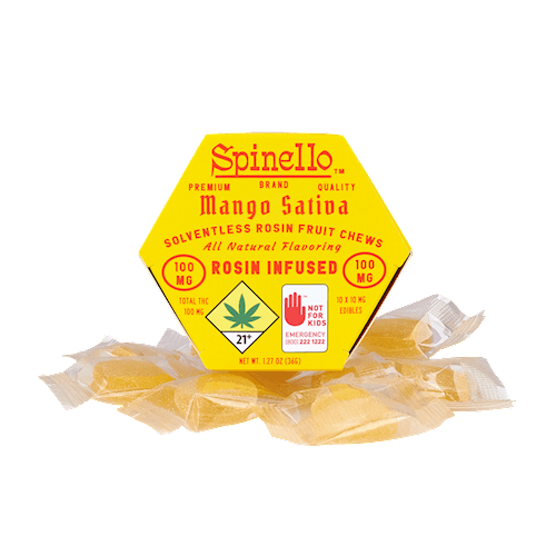 Spinello Mango - Sativa - Solventless Rosin Fruit Chews - 100mg