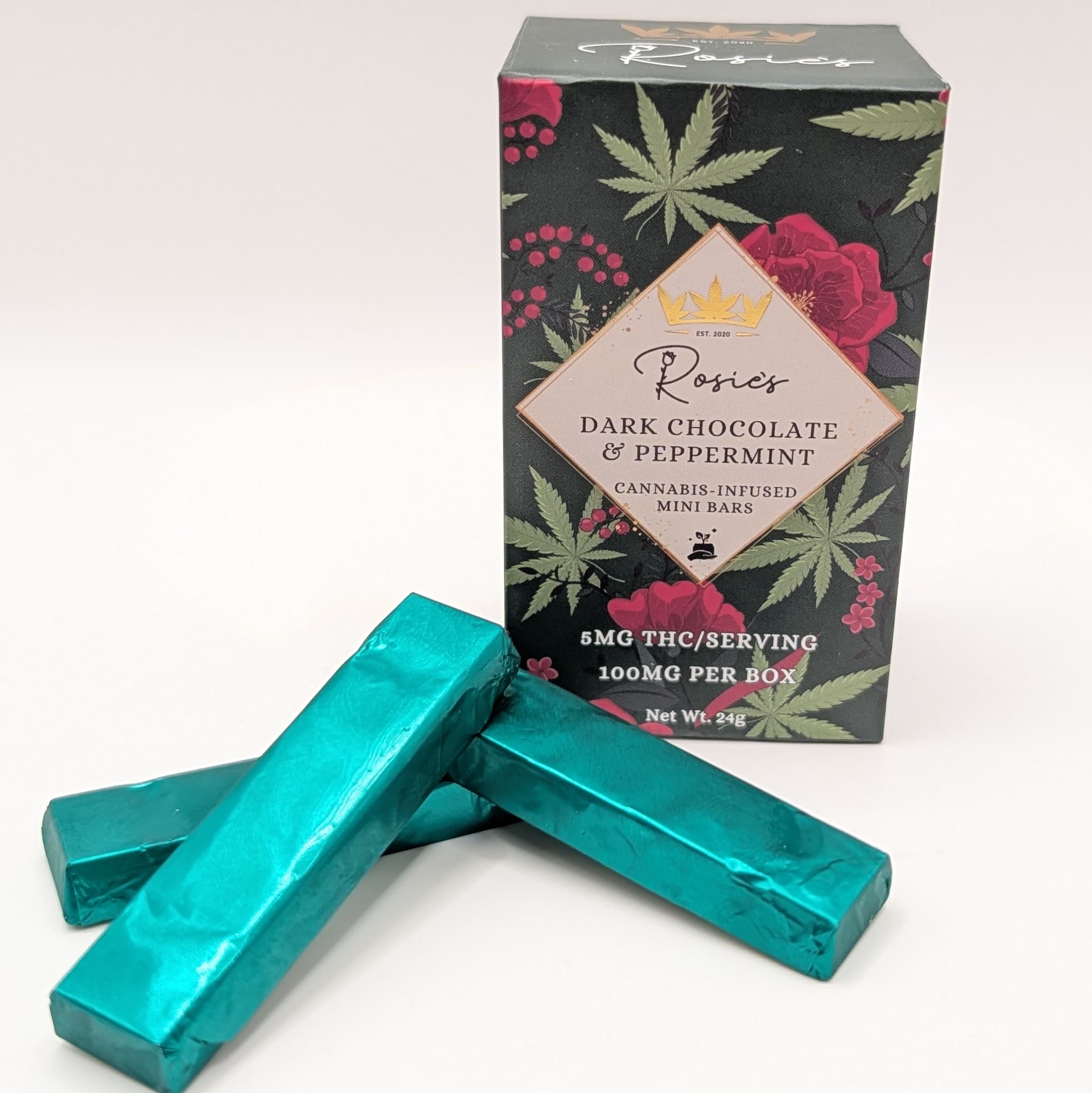 Rosie's Dark Chocolate & Peppermint Mini Bars 100mg
