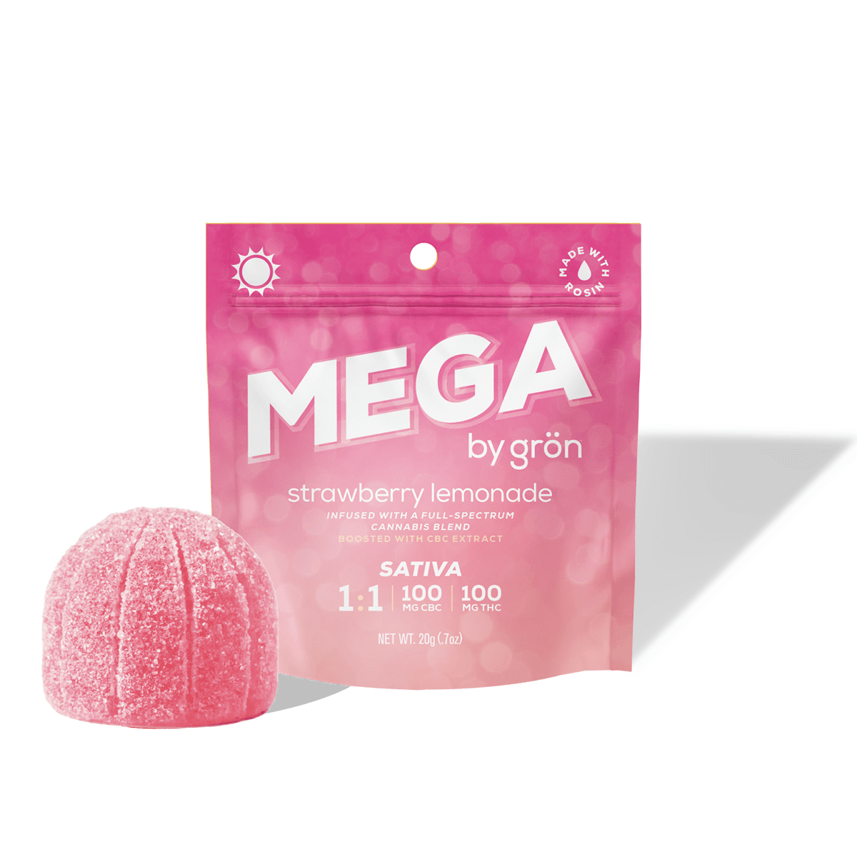 Grön Strawberry Lemonade MEGA | 100mg THC: 100mg CBC | Gron