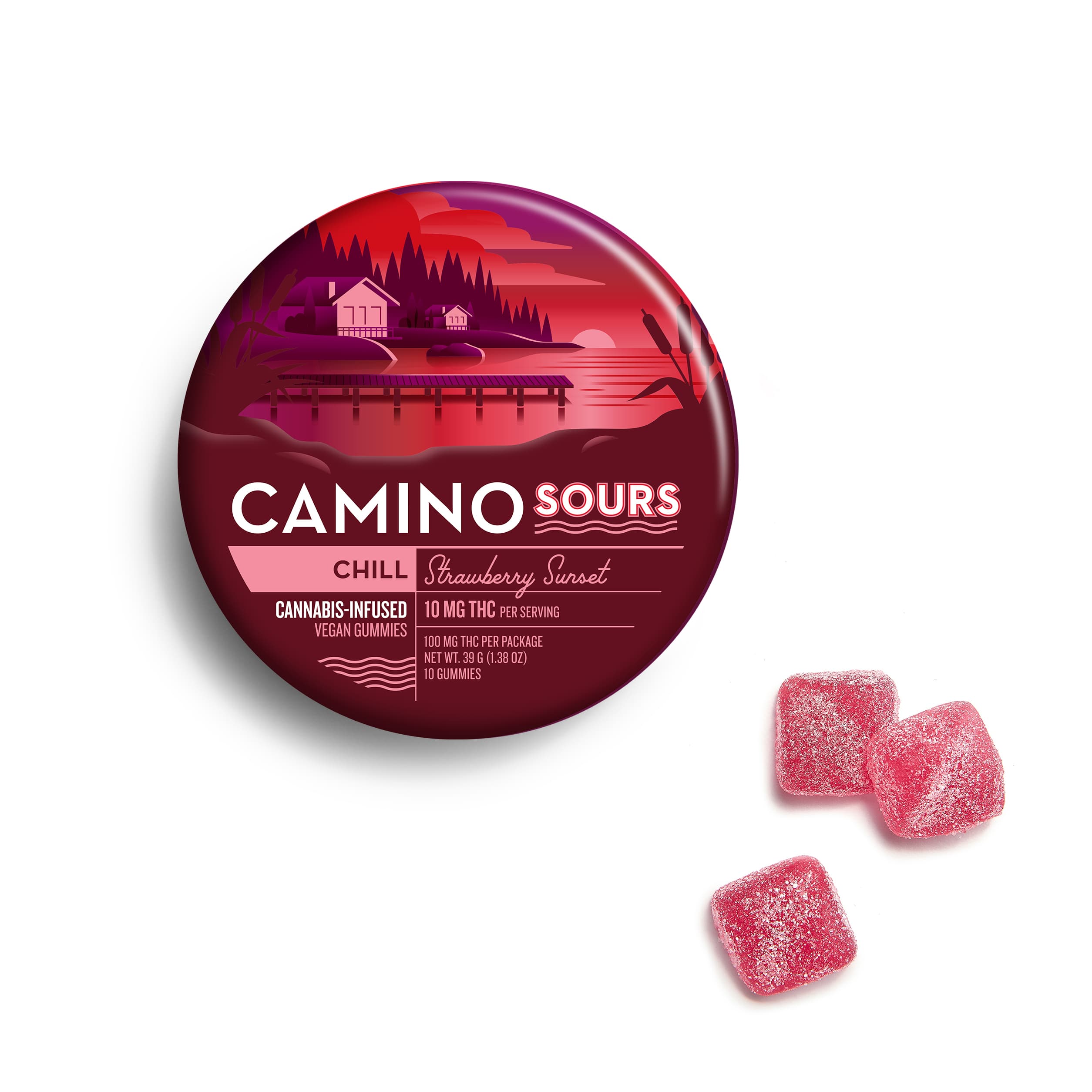 Kiva Camino Sours Strawberry Sunset Gummies - 10 Pack