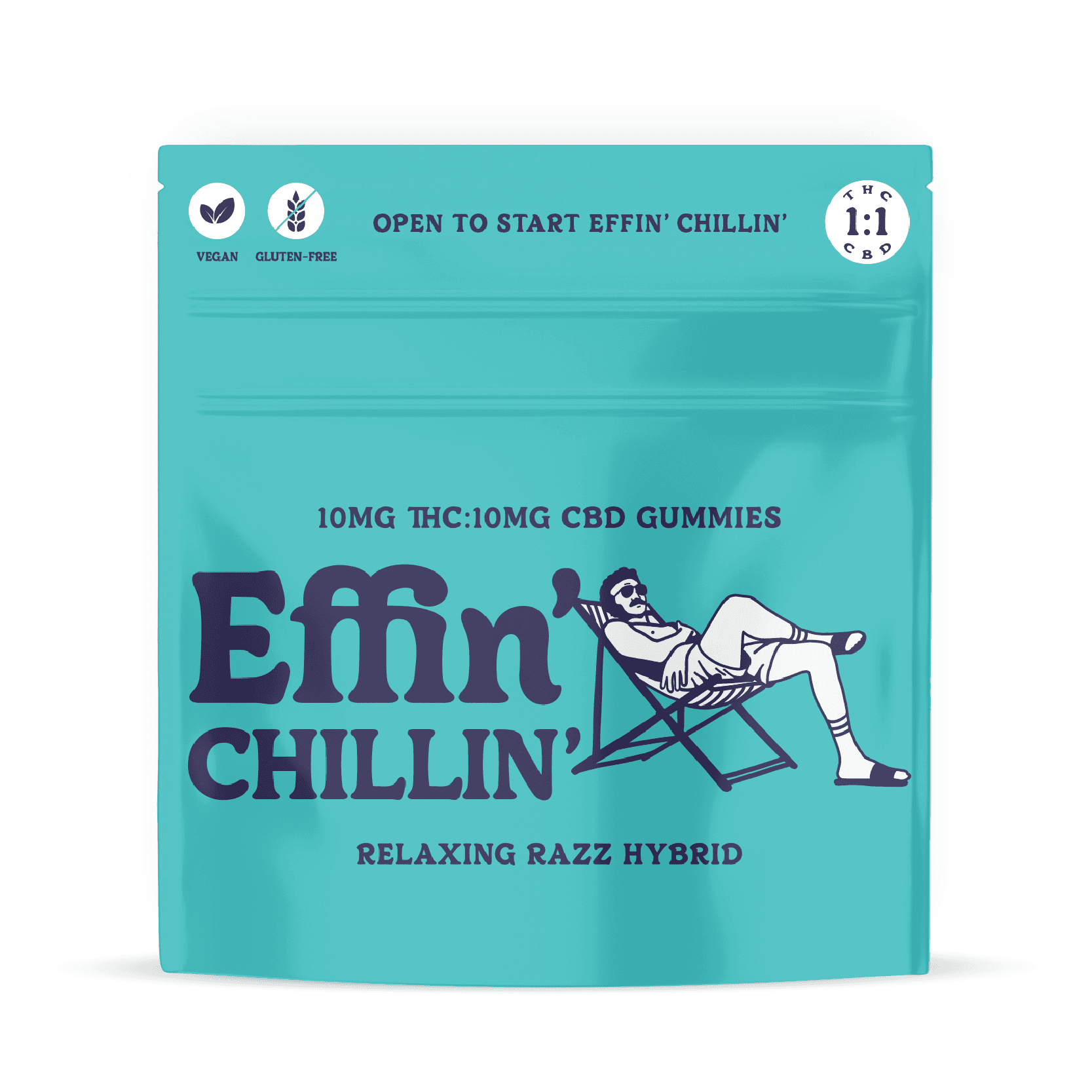 Effin Chillin' Relaxing Razz 1:1 THC:CBD Gummies - 10 Pack