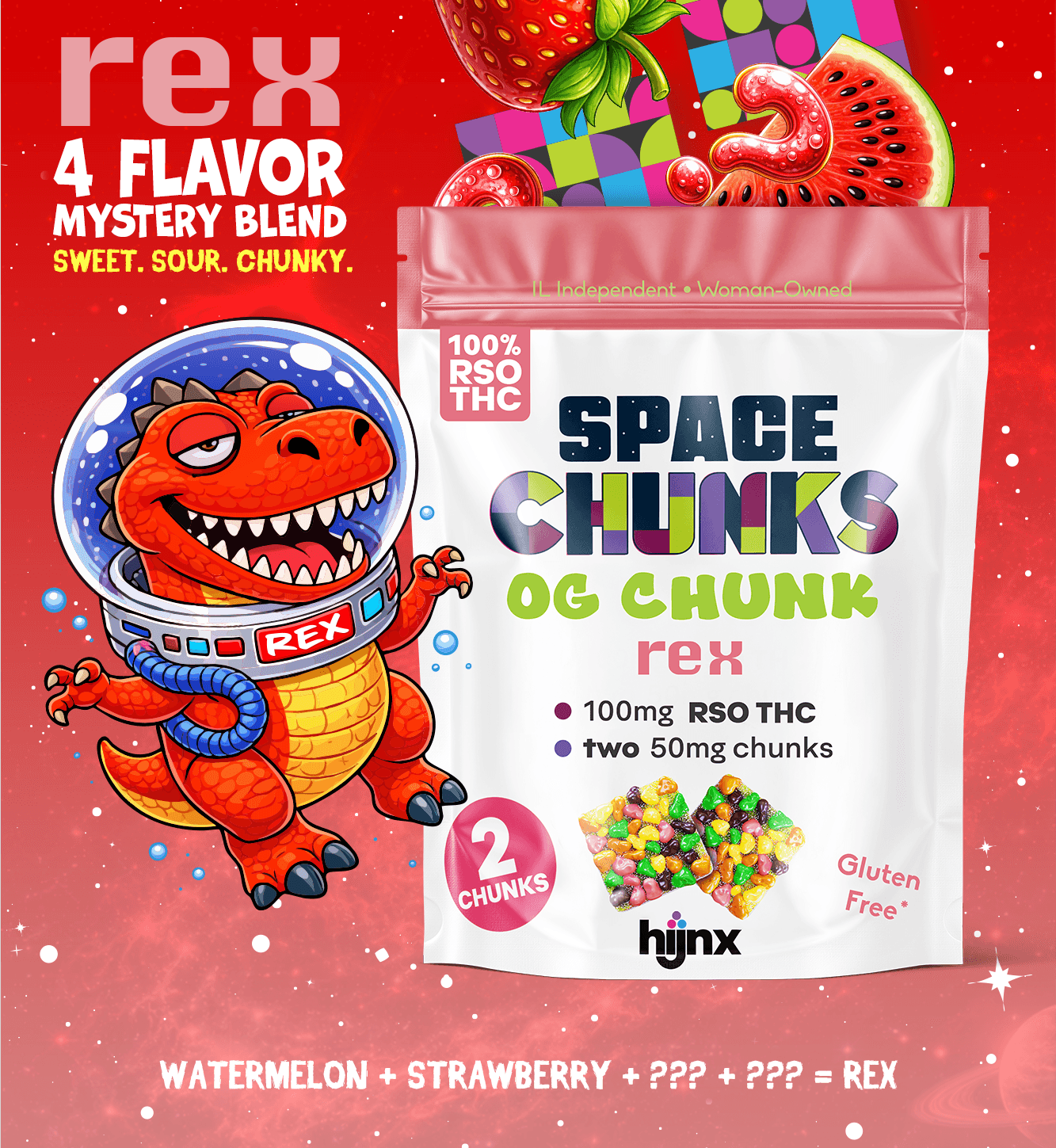 HIJNX HIJNX Gummies 100mg RSO:  Rex Space Chunk 2pc