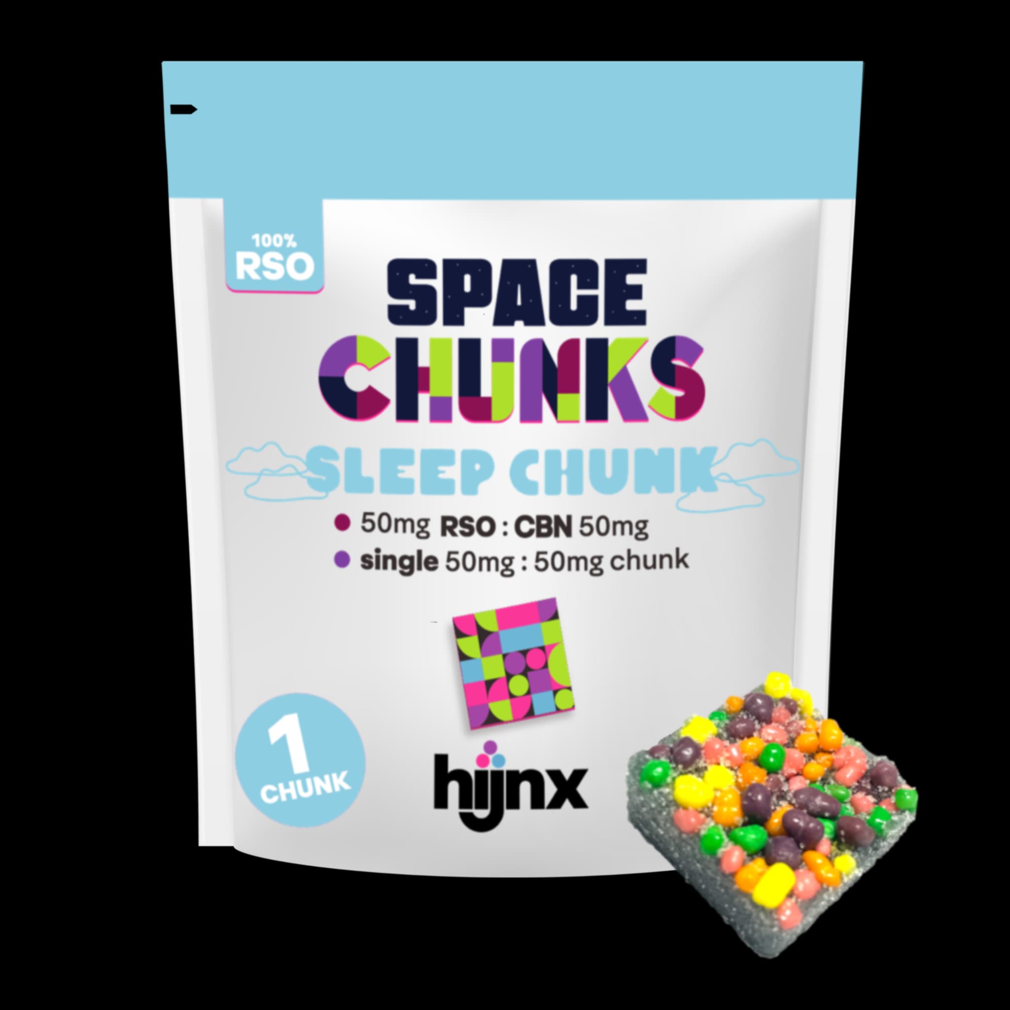 HIJNX HIJNX Gummies 50mg RSO: Space Chunk 1:1 THC:CBN 1pc