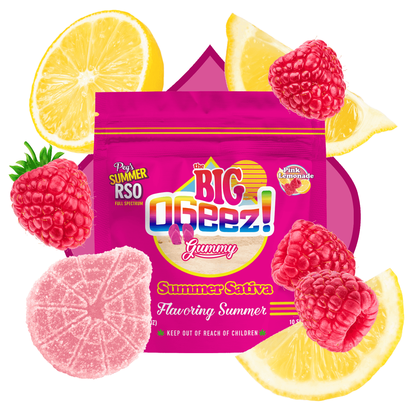 OGeez! Pink Lemonade RSO Gummies Single Dose Gummy 50mg