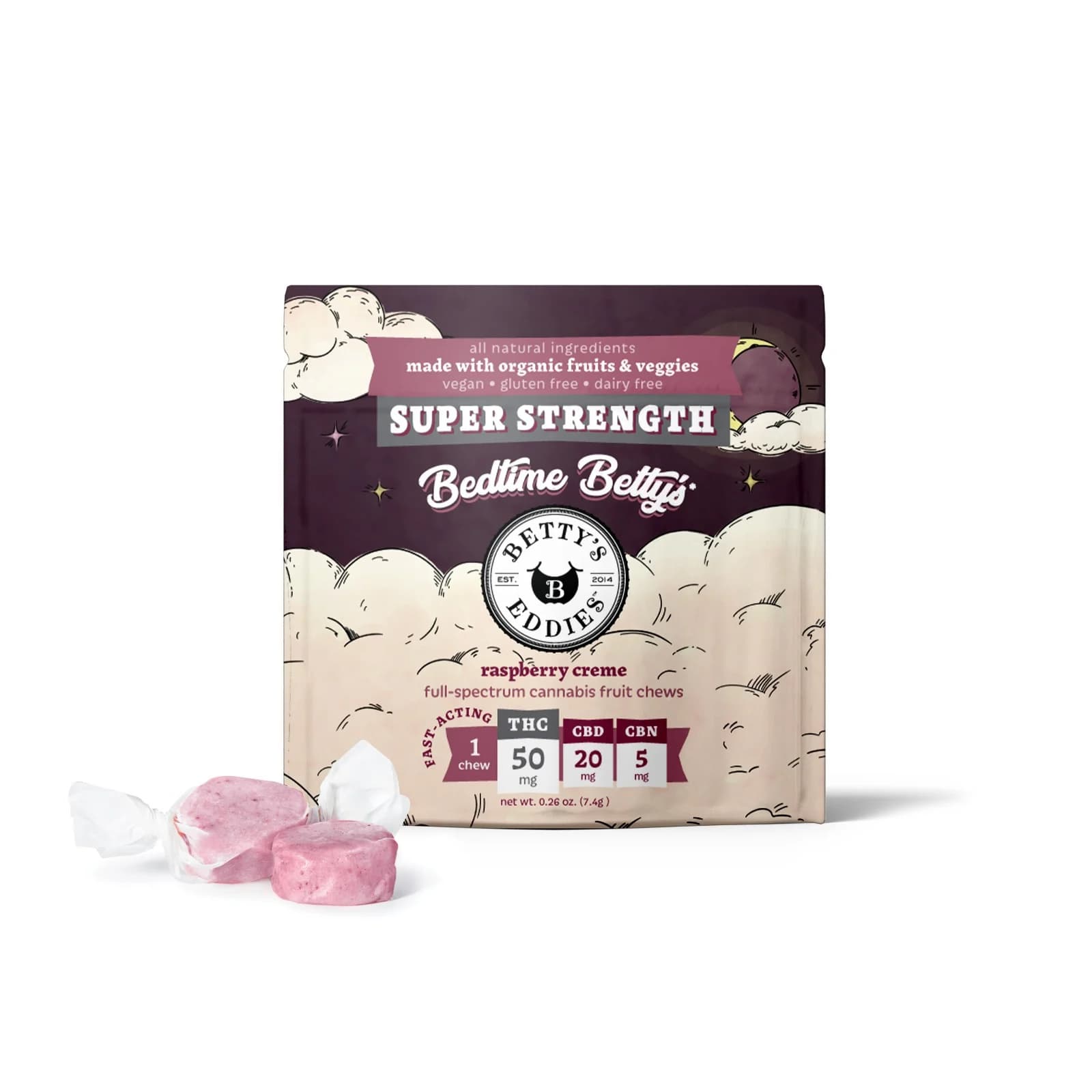 Betty's Eddies Betty's Eddies Fruit Chews Raspberry Creme (I) 1pk 50mg
