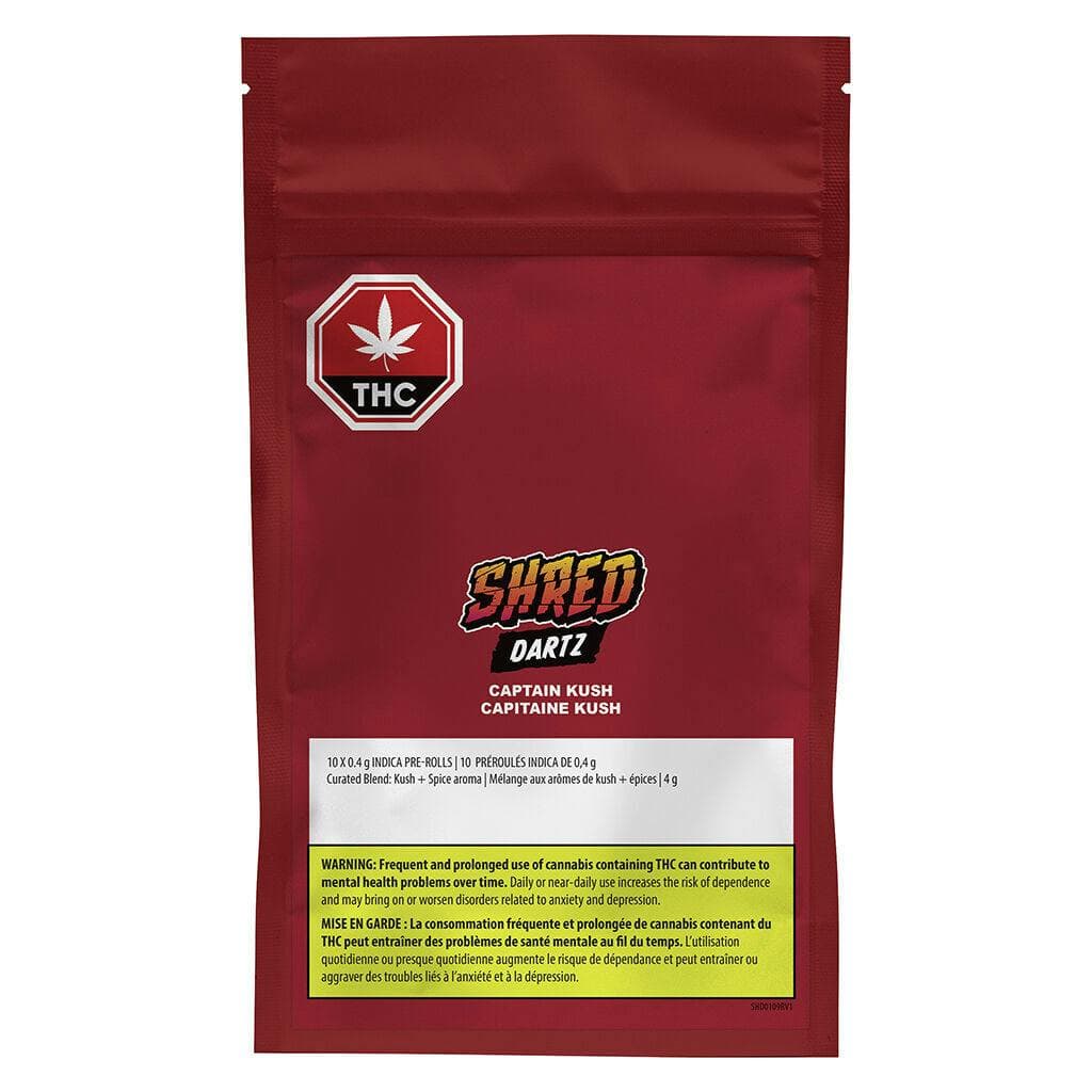 SHRED Shred Captain Kush Dartz Indica Prerolls 10x0.4g