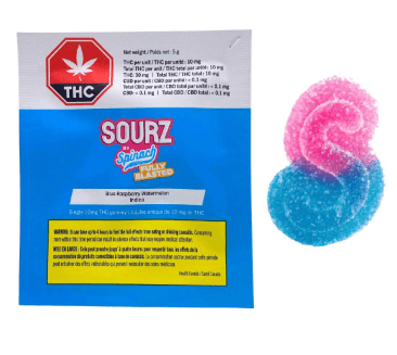 Spinach Spinach Sourz Fully Blasted Blue Raspberry Watermelon Soft Chew 1pk