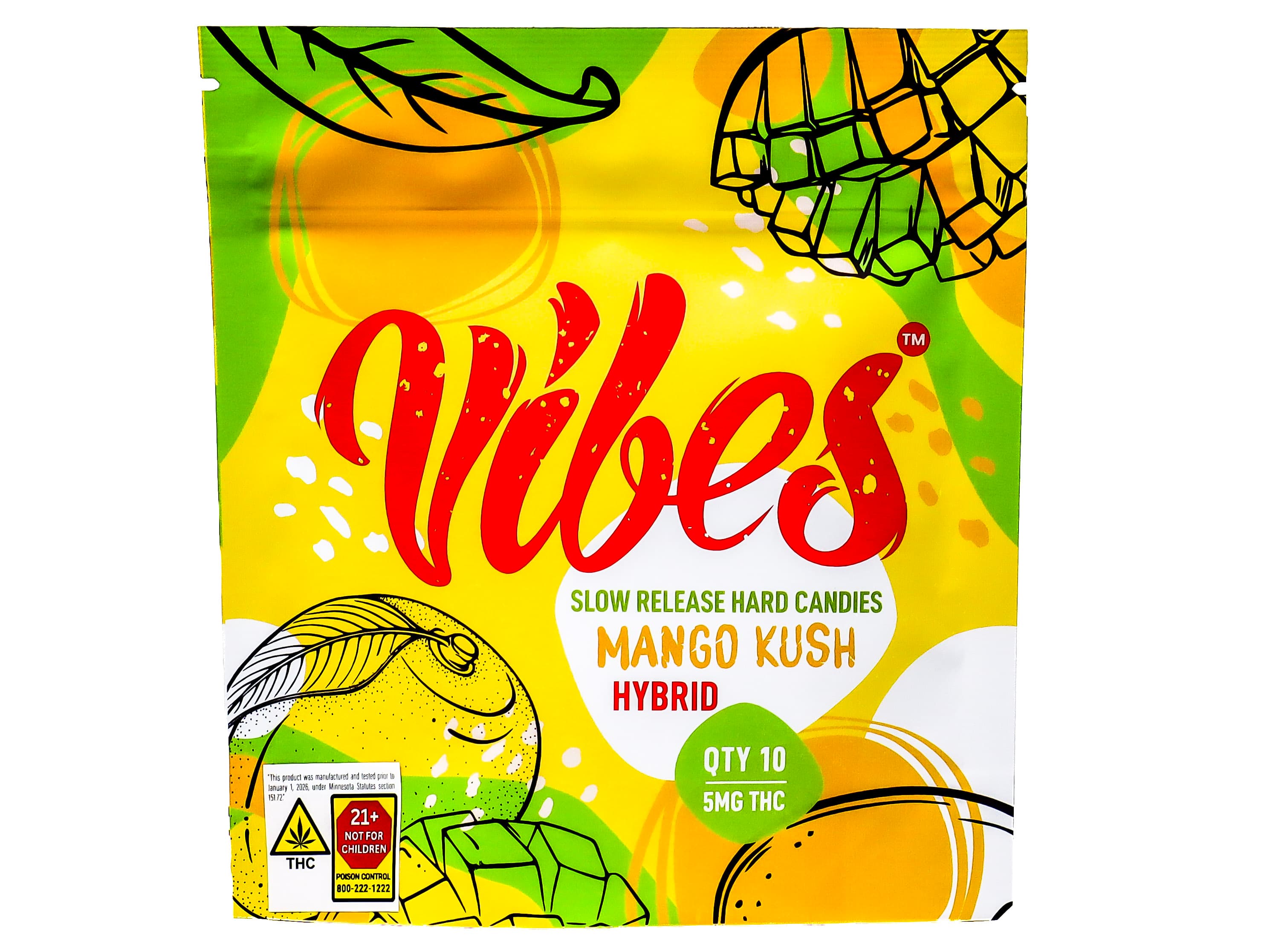 Vibes NBH Mango Kush Hard Candies 50mg THC
