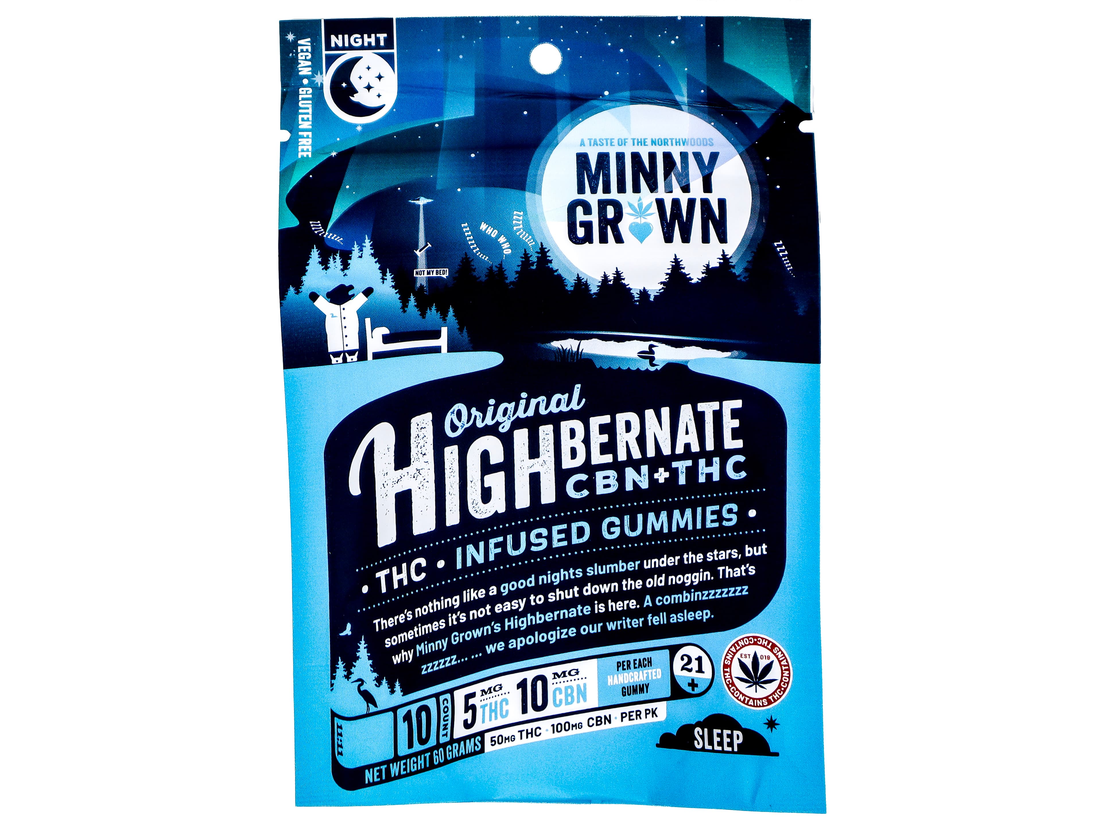 Minny Grown MNG Highbernate Gummies + 100mg CBN 50mg THC